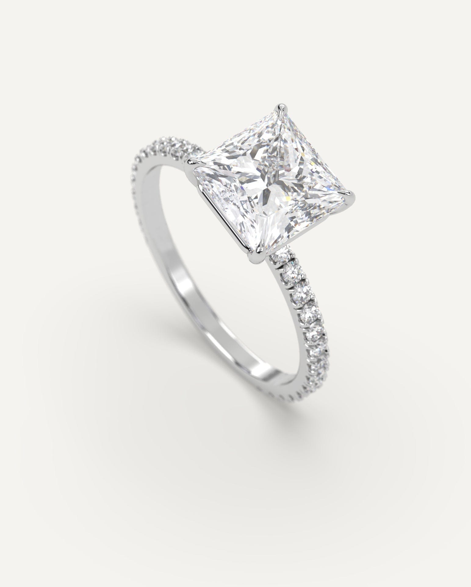 2 Carat Princess Cut Diamond Engagement Ring for Women - 14K White Gold Wedding Band, Anniversary Gift for Her - Perfect for Proposals, Bridal Jewelry & Special Occasions
