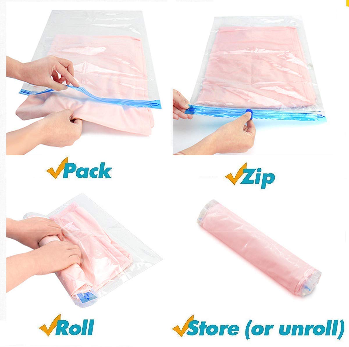 40 Pack Medium Vacuum Storage Bags for Travel - Space Saving Compression Bags for Luggage, Suitcase & Clothes | Perfect for Packing, Moving & Organizing