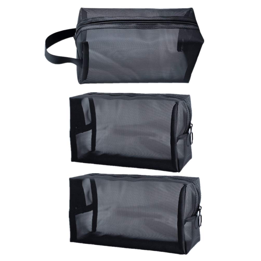 Cabilock 3-Piece Black Toiletry Bags Set - Waterproof Cosmetic Organizer Pouch for Travel, Gym & Daily Storage | Makeup Bag for Women & Men