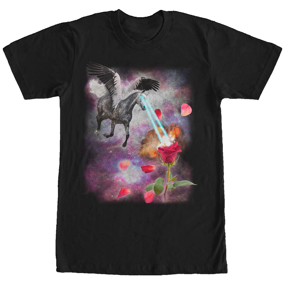 LOST GODS Men's Space Pegasus Laser Eyes Graphic T-Shirt - Cool Sci-Fi Design for Casual Wear, Gaming & Cosplay