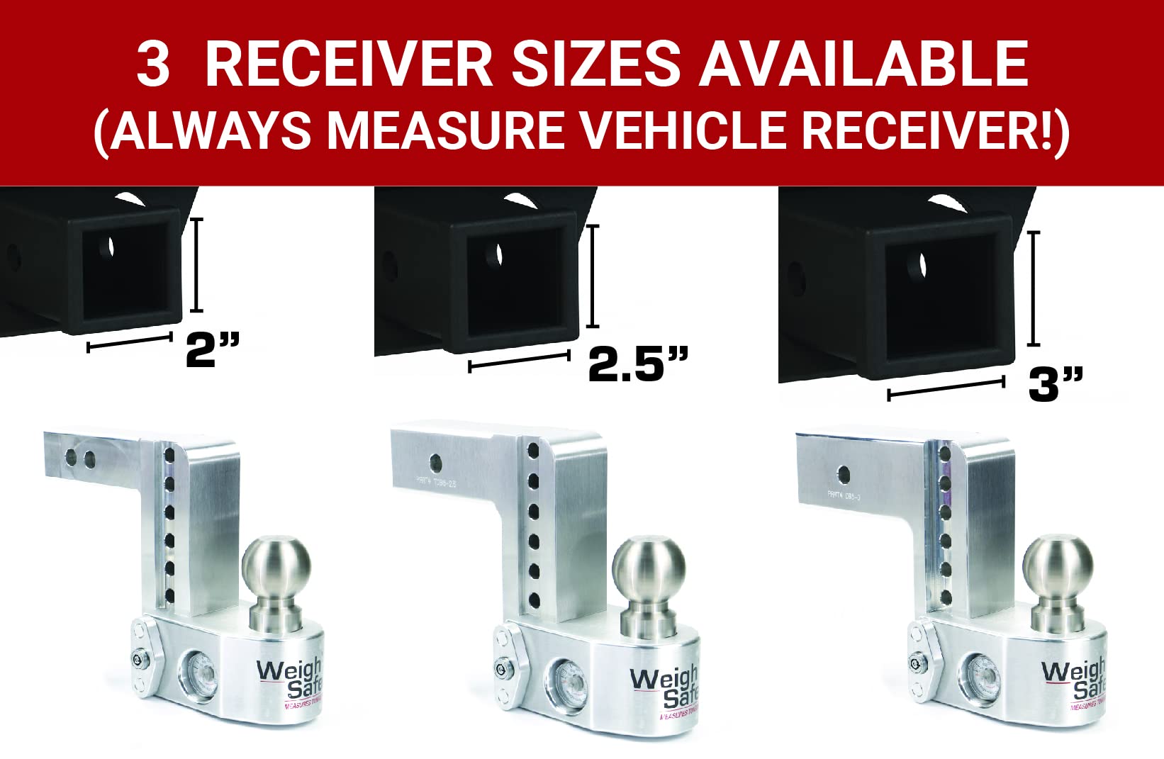 Weigh Safe Adjustable Trailer Hitch Ball Mount - 6