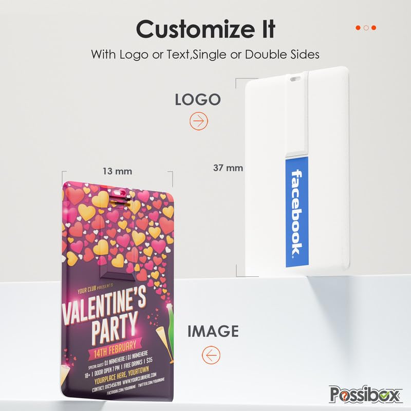 Custom Logo USB Flash Drive 1GB - Bulk 100 Pack Promotional Gift - Personalized Credit Card Style USB Drive for Business Branding, Trade Shows & Corporate Events