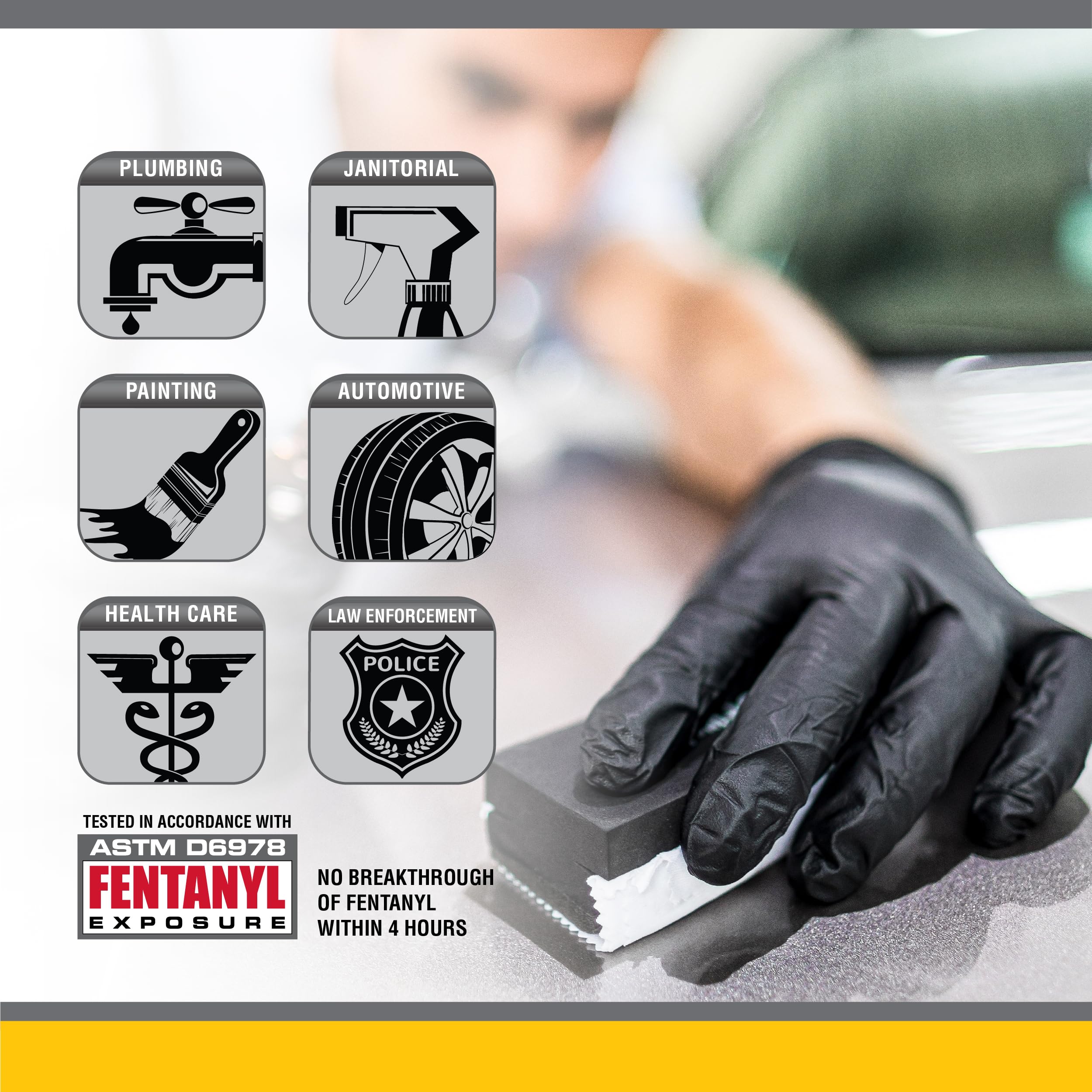 10 Pack SAS Safety 66519 Raven 6 mil Black Nitrile Disposable Gloves - X-Large (100 Gloves per Box) | Heavy-Duty Chemical Resistant Gloves for Medical, Laboratory, Tattoo & Automotive Work