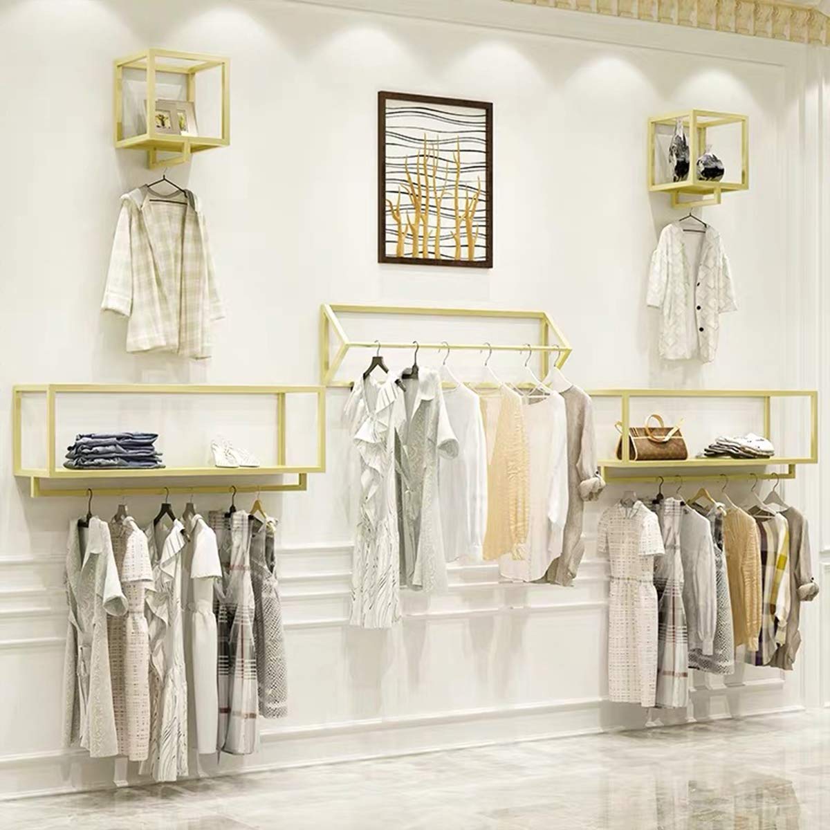 Gold Wall-Mounted Garment Rack - 39