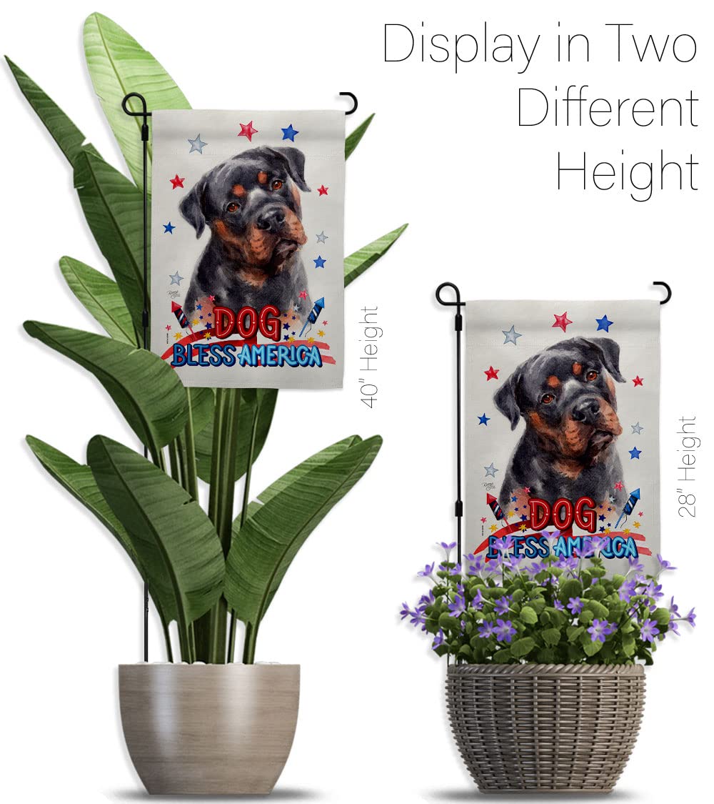 Patriotic Mahogany Rottweiler Garden Flag Set with Stand - Dog Yard Decor for Outdoor & Home