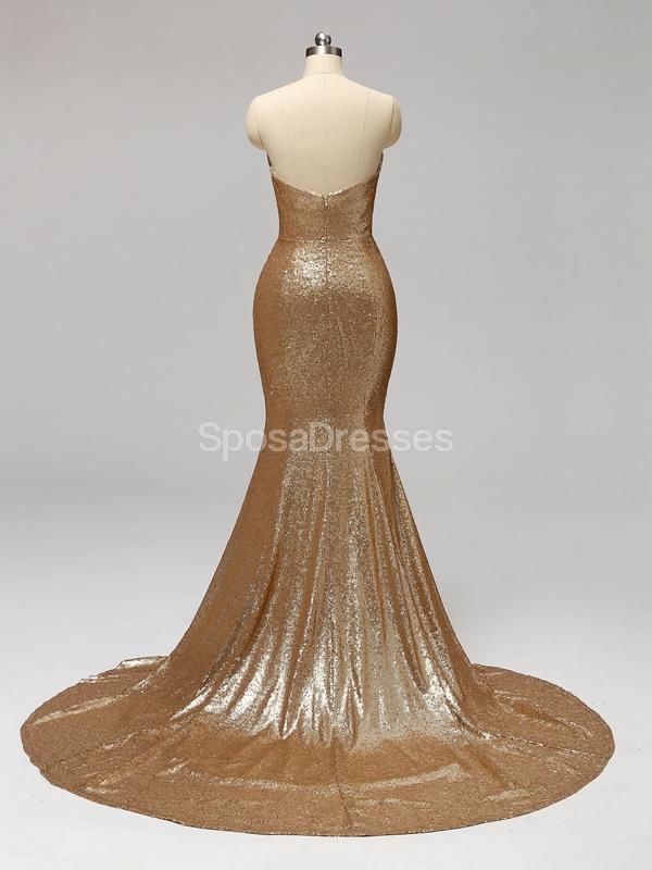 Gold Sequin Sweetheart Mermaid Bridesmaid Dresses - Elegant Formal Gowns for Weddings, Prom & Special Occasions | Style WG597