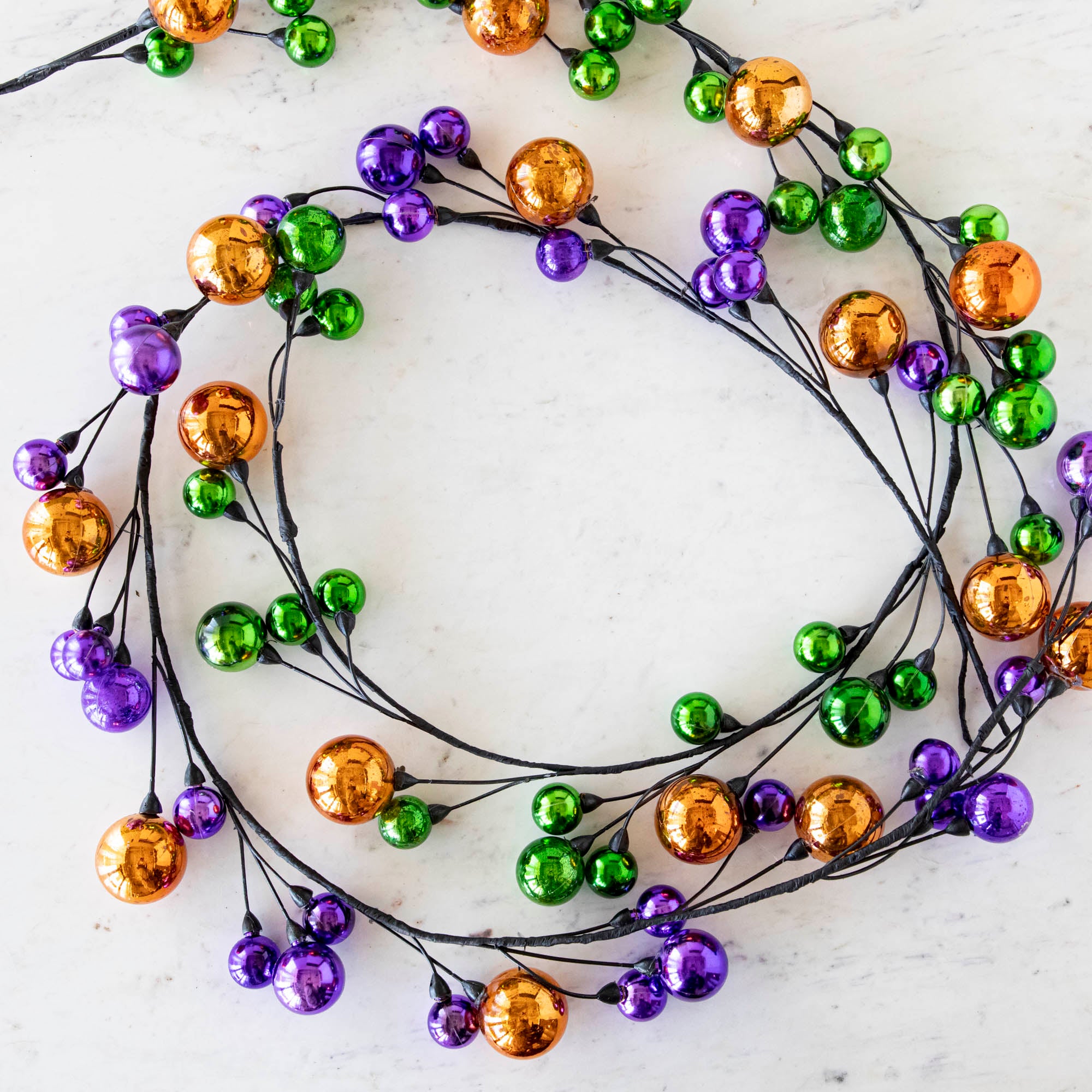 58ft Halloween Ball Garland Decorations - Orange & Black Party Supplies for Spooky Home, Porch, and Outdoor Halloween Decor