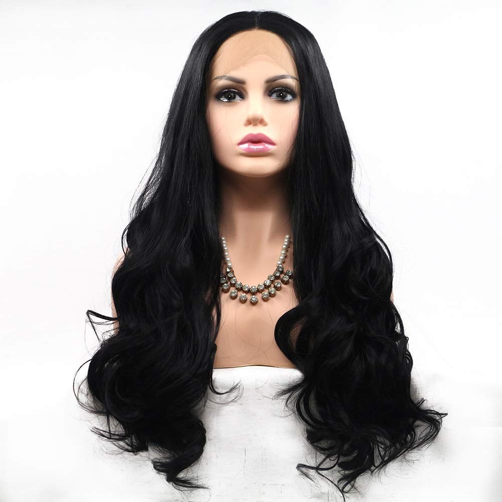 YiCan Wigs for Women - Dyed European Style Synthetic Hair Wig Set - Black Long Curly Hair with Big Waves - Perfect for Cosplay, Halloween, Parties and Daily Fashion Styling