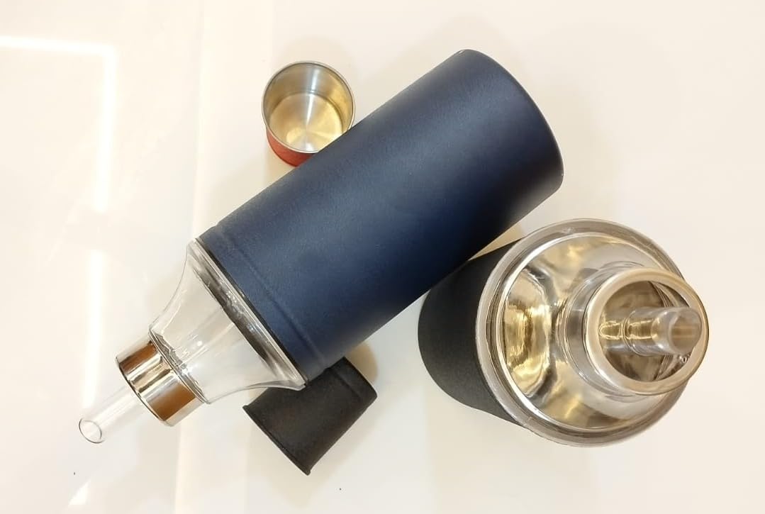 ATROCK 1L Oil Dispenser with Nozzle - 1000ml Stainless Steel Oil Container for Kitchen, Cooking & Salad Dressing (Pack of 2, Blue & Black) - Perfect for Restaurants, Home Chefs & Meal Prep