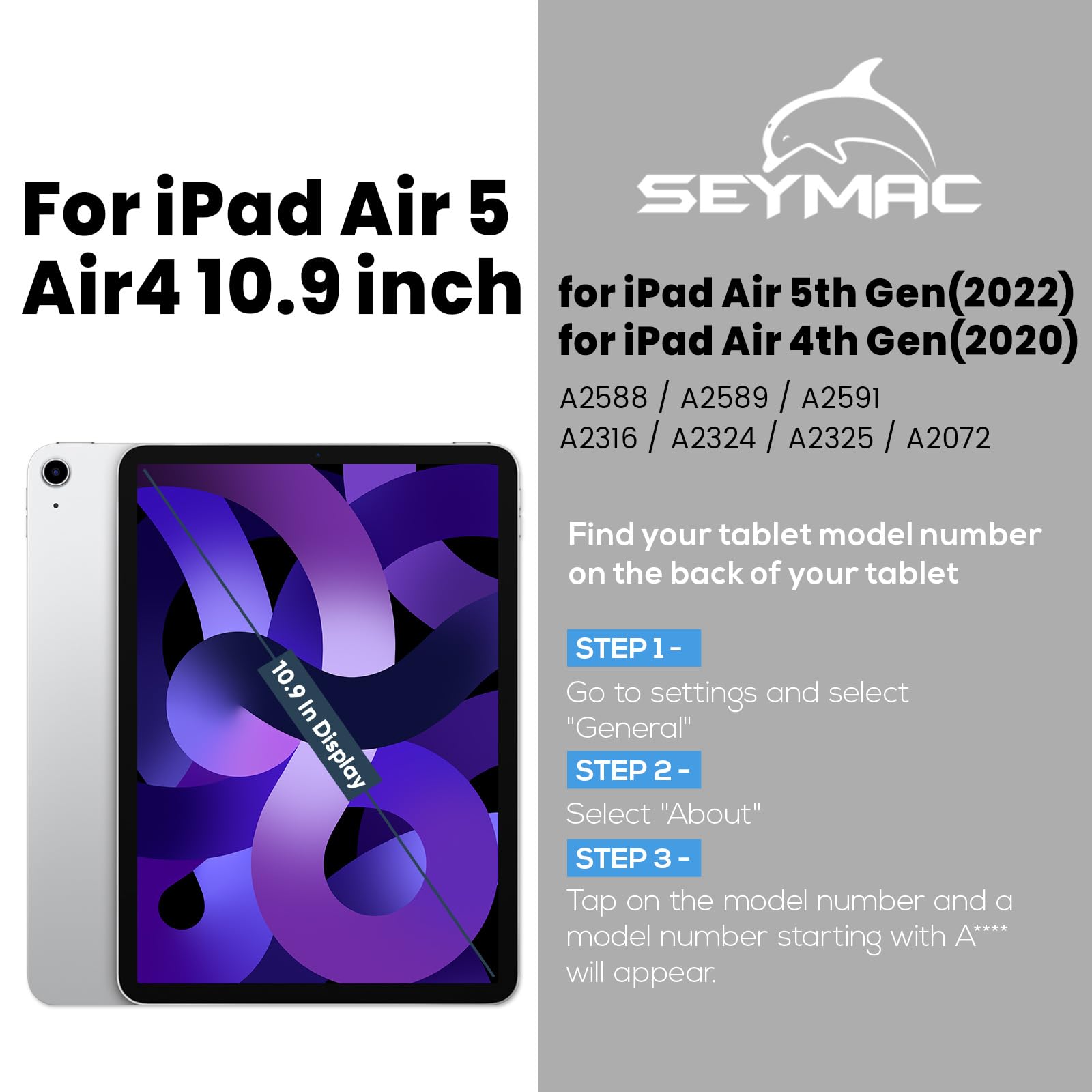 SEYMAC Shockproof Protective Case for iPad Air 5th/4th Generation 10.9