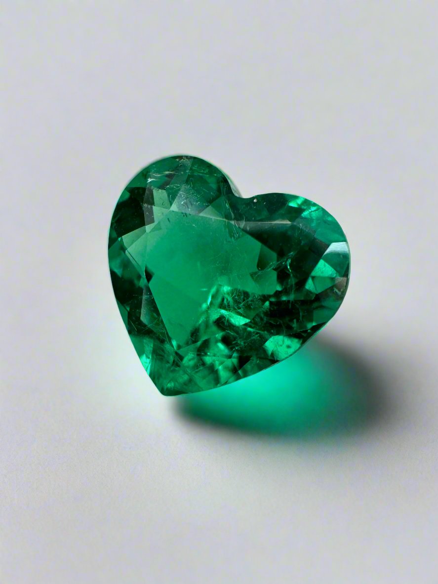2.68 Carat 10x10.5mm AAA+ Vivid Green Natural Loose Colombian Emerald Heart Cut Gemstone for Jewelry Making, Engagement Rings & Luxury Gifts