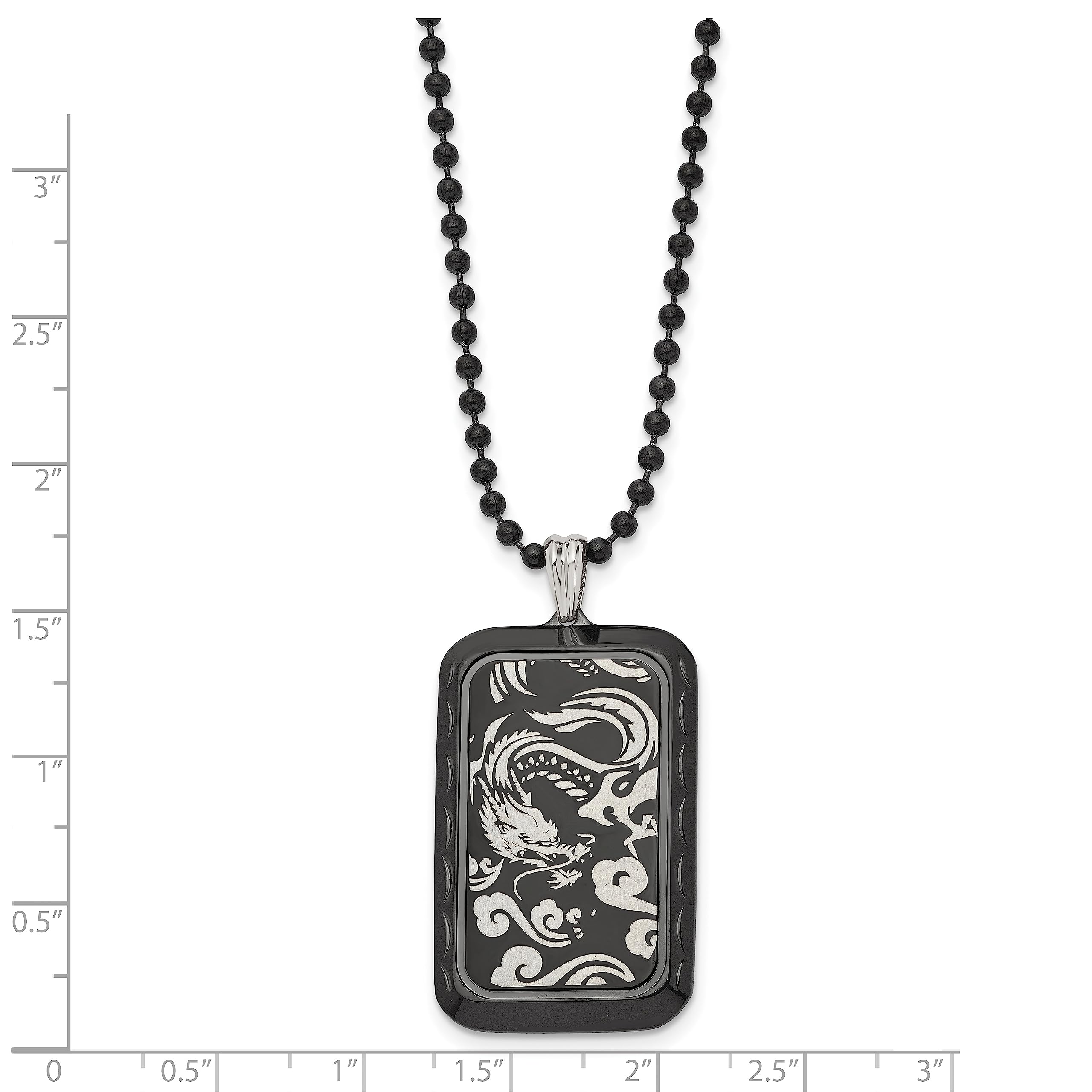Stainless Steel Black IP-Plated Dragon Dog Tag Necklace for Men - Gothic Punk Jewelry, Perfect for Bikers, Rockers, and Fashion Enthusiasts