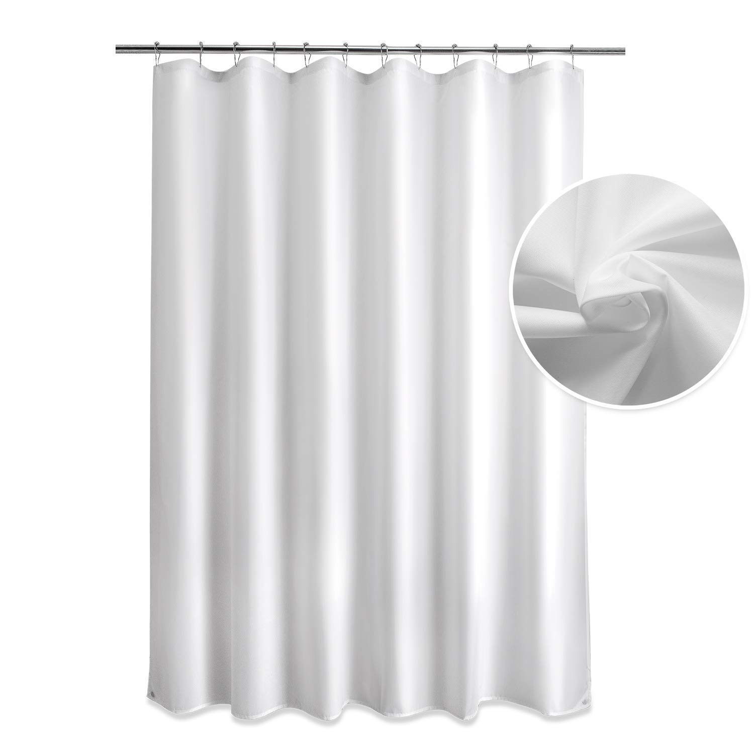 Titanker Shower Curtain Hooks & Rings Set with Fabric Liner - 12 Pack Rustproof Bathroom Accessories, Heavy Duty Magnetic Bottom for Secure Fit - Perfect for Bathroom, Dorm, Apartment, and Hotel Use