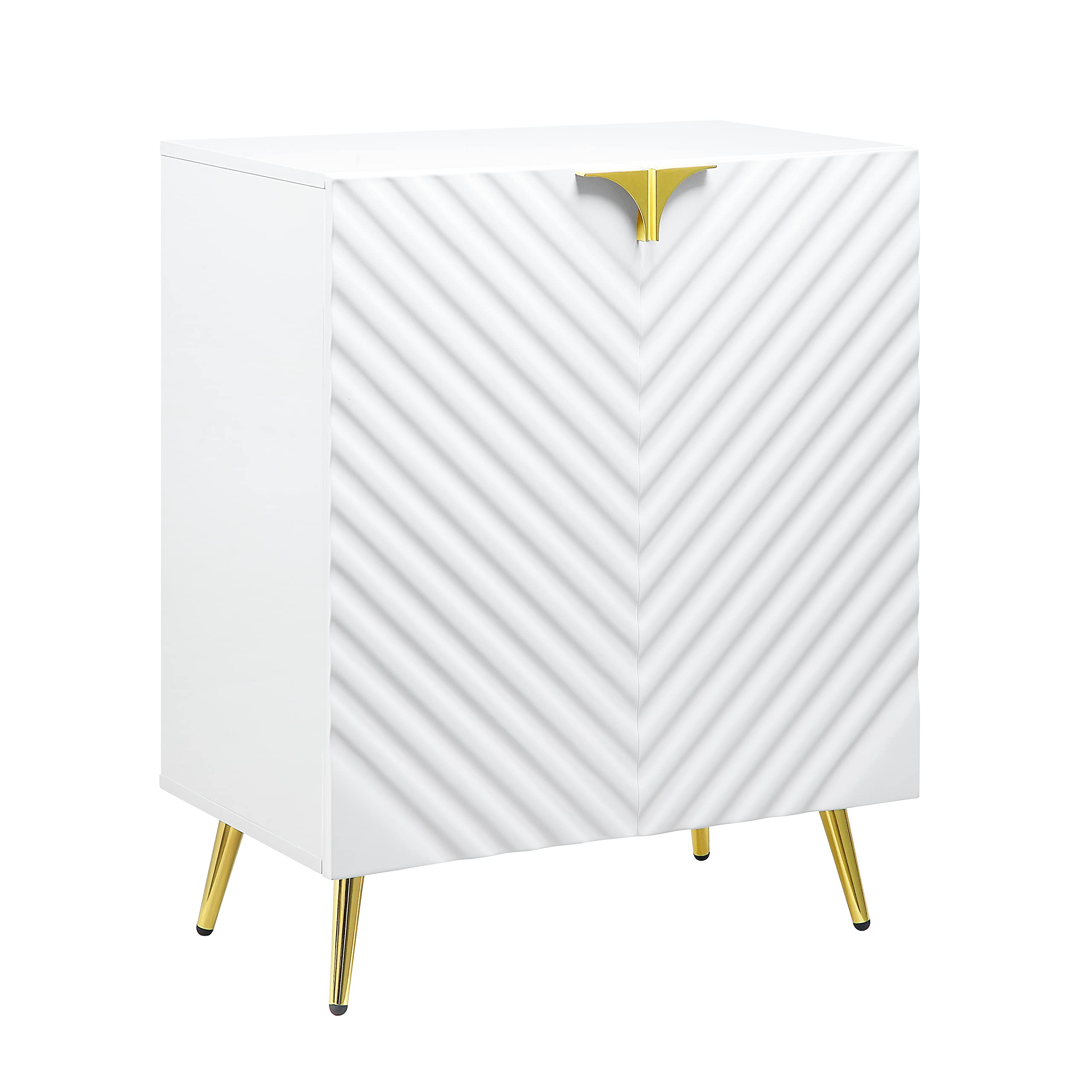 Knocbel Modern 2-Door Storage Cabinet with 4 Adjustable Shelves - Entryway Console, Hallway Buffet, Coffee Bar Organizer - White Wooden Cupboard with Metal Handles & Legs for Living Room, Bedroom & Office Storage
