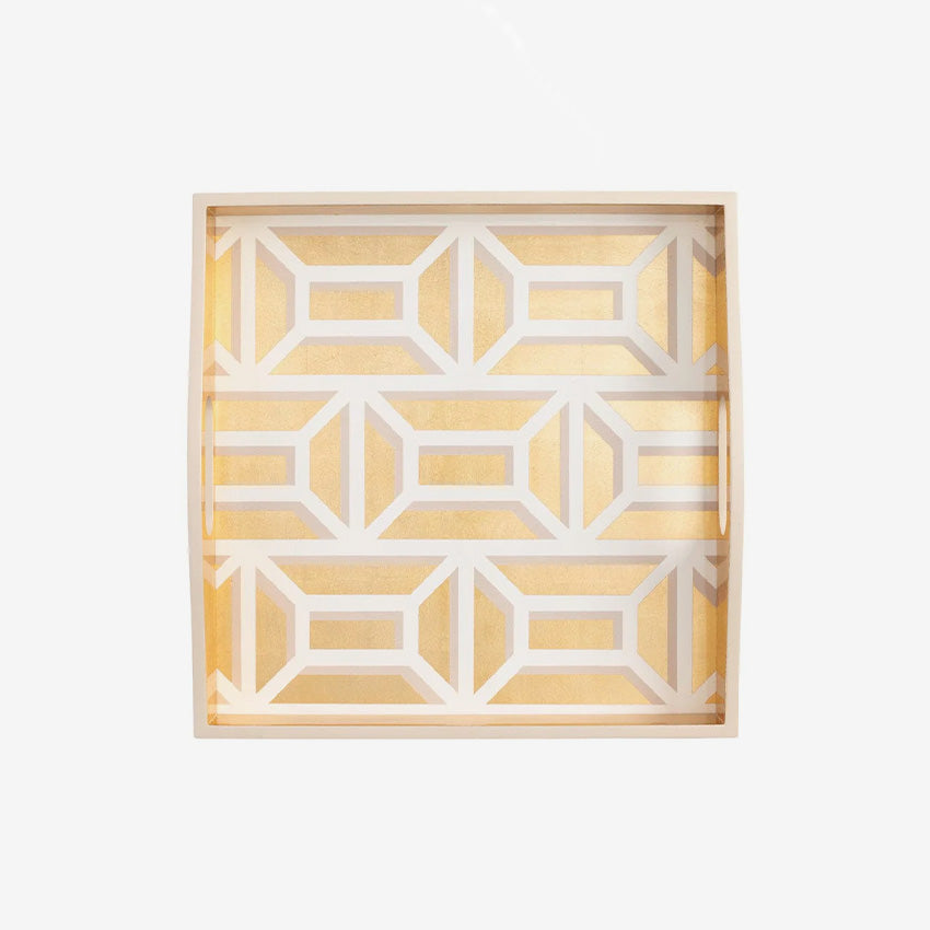 Caspari Garden Gate Lacquer Tray - Elegant Decorative Serving Tray for Home, Kitchen, and Outdoor Entertaining | Perfect for Parties, Tea Time, and Display