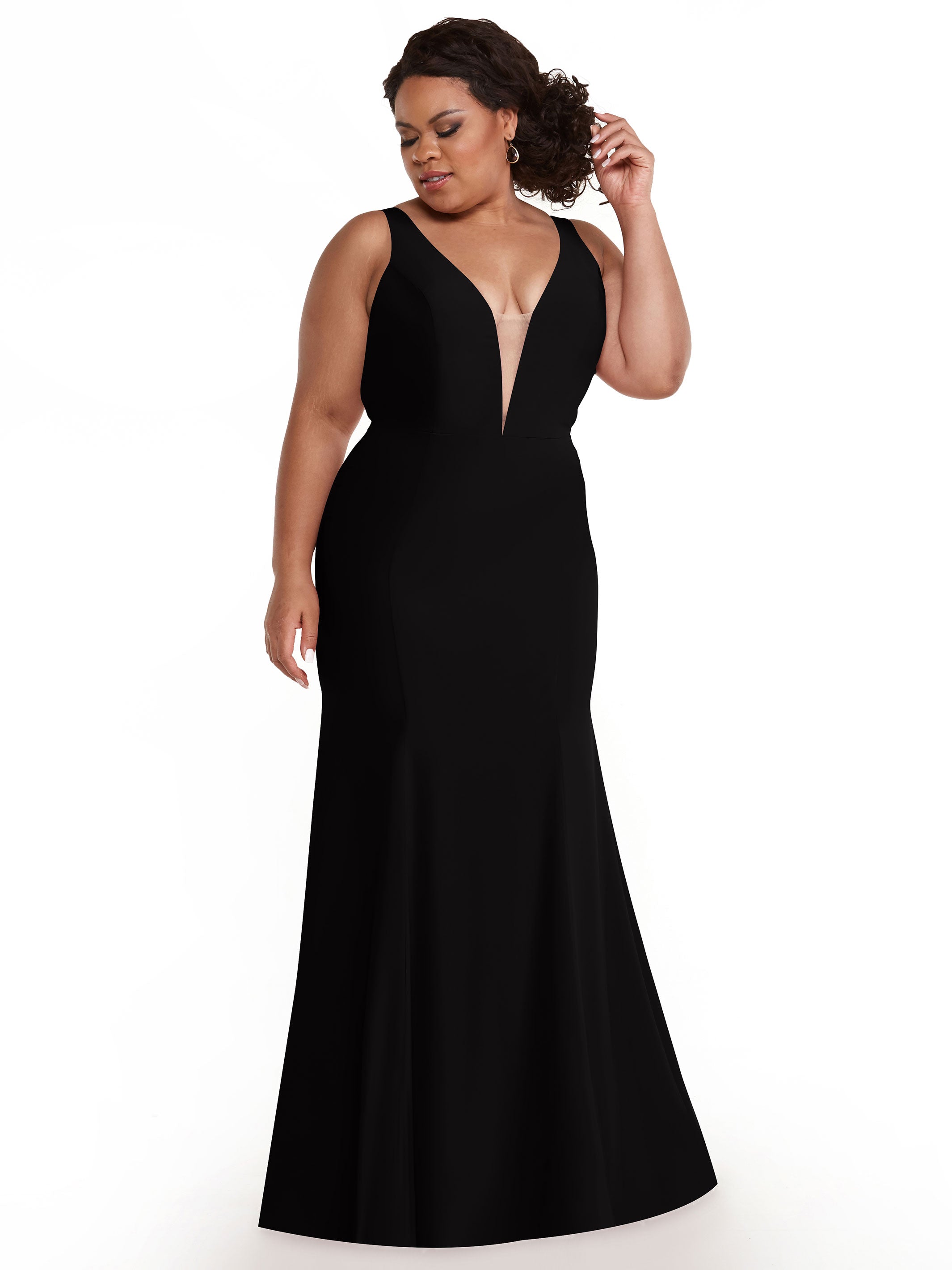 Elegant 83010 Mermaid Stretch Chiffon Bridesmaid Dress with Plunging V-Neckline - Perfect for Beach Weddings, Formal Events & Evening Parties