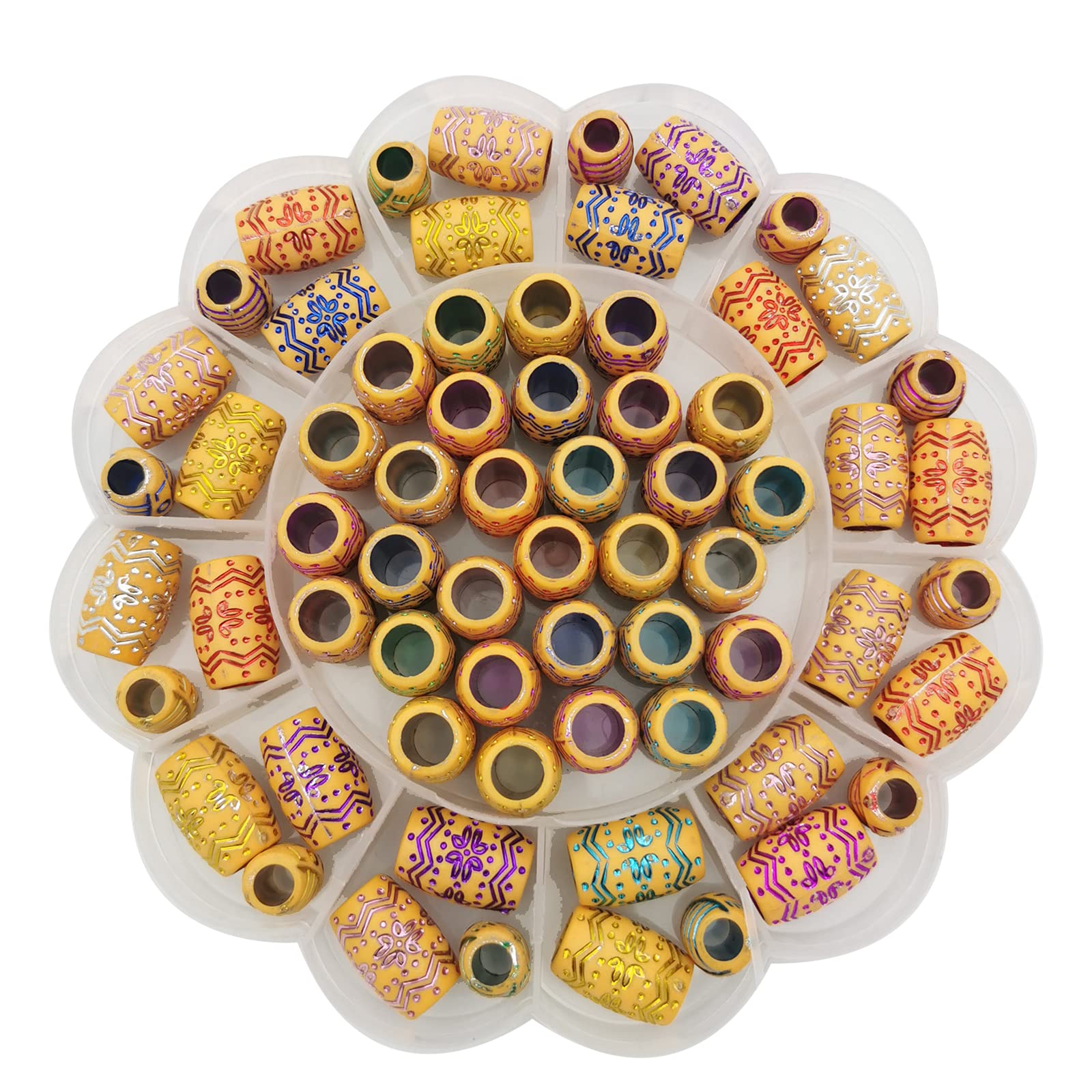 Colorful 66 PCS Acrylic Hair Beads for Braids & Dreadlocks - Flosius Hair Charms for Women & Girls