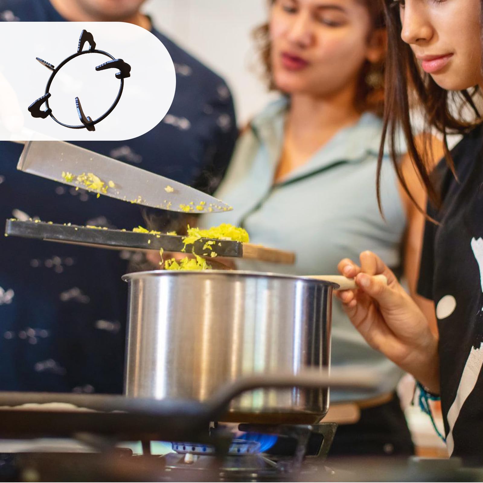 Non-Slip Iron Wok Support Rings - 20.2cm Sturdy Cooking Stand for Woks & Pots - Perfect for Stovetop, Gas Burner & Outdoor Cooking