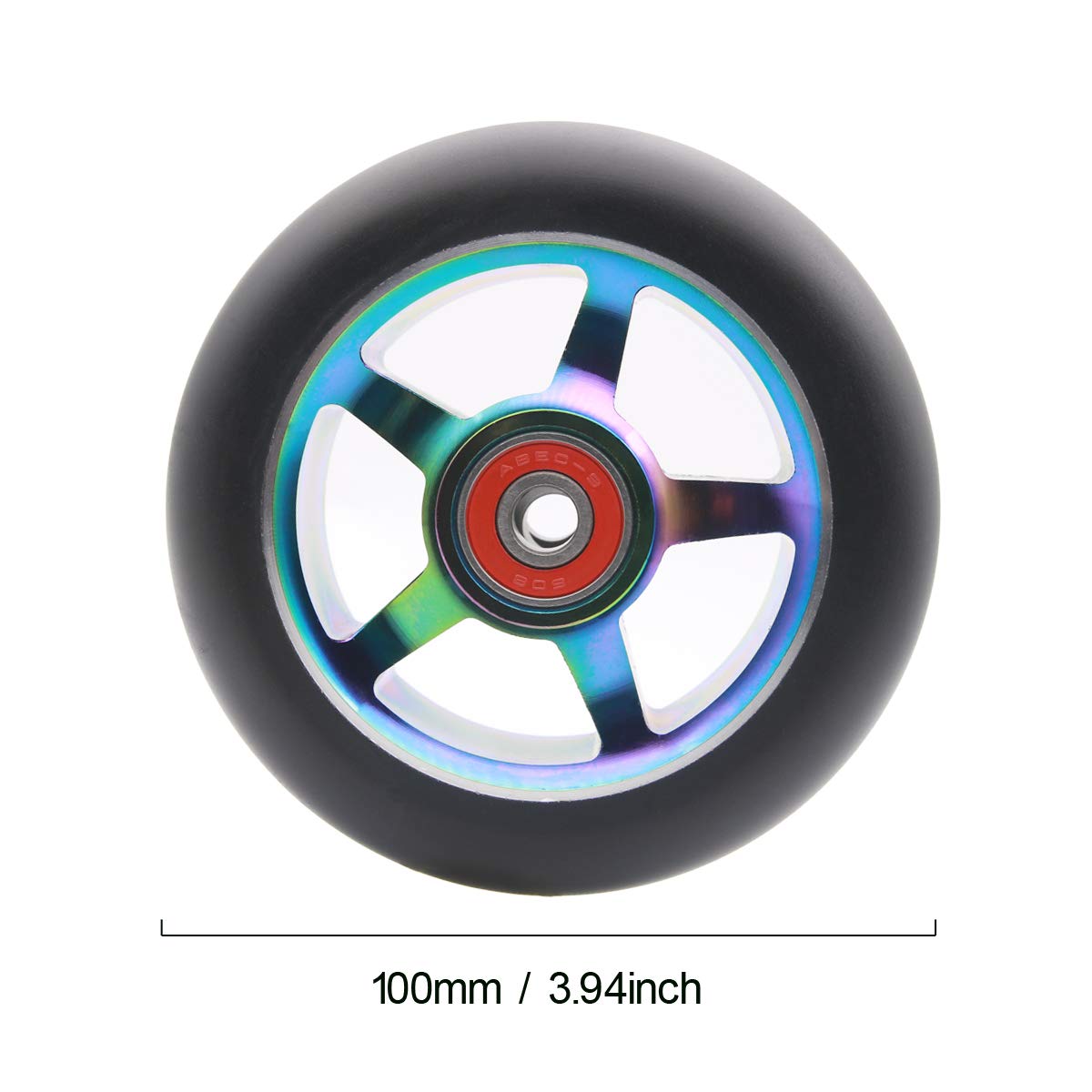 2pcs 100mm Pro Scooter Wheels with ABEC 9 Bearings - Replacement Wheels for MGP, Razor, Lucky & Envy Pro Scooters - Perfect for Street Tricks, Park Riding & Extreme Stunts