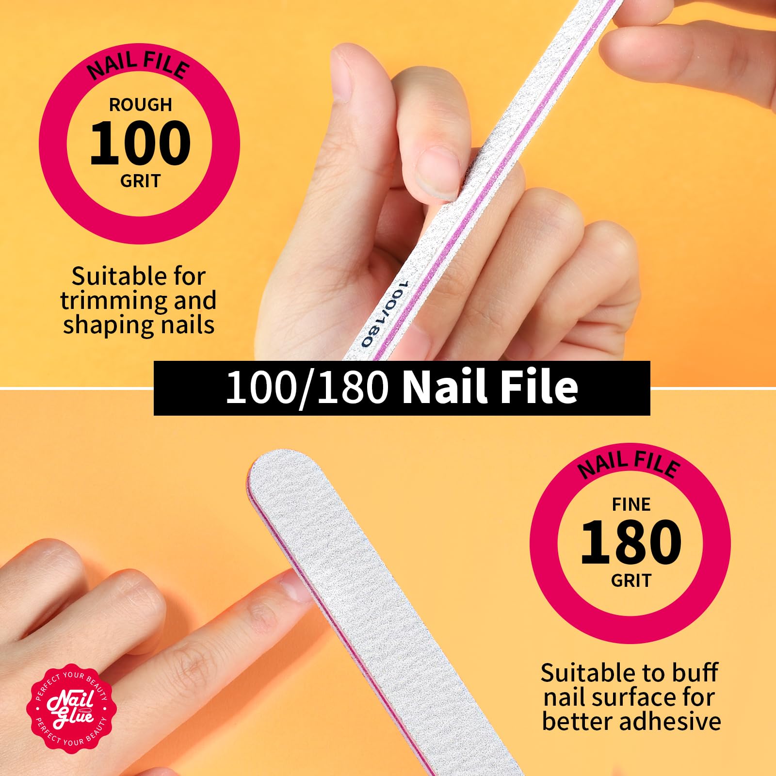 Teenitor Pink Nail Glue - 10 Pack Brush On Nail Adhesive for Press On & Acrylic Nails - Strong, Water Resistant & Fast Drying - No UV Lamp Needed - Perfect for Salon, Home Manicures & Nail Art DIY
