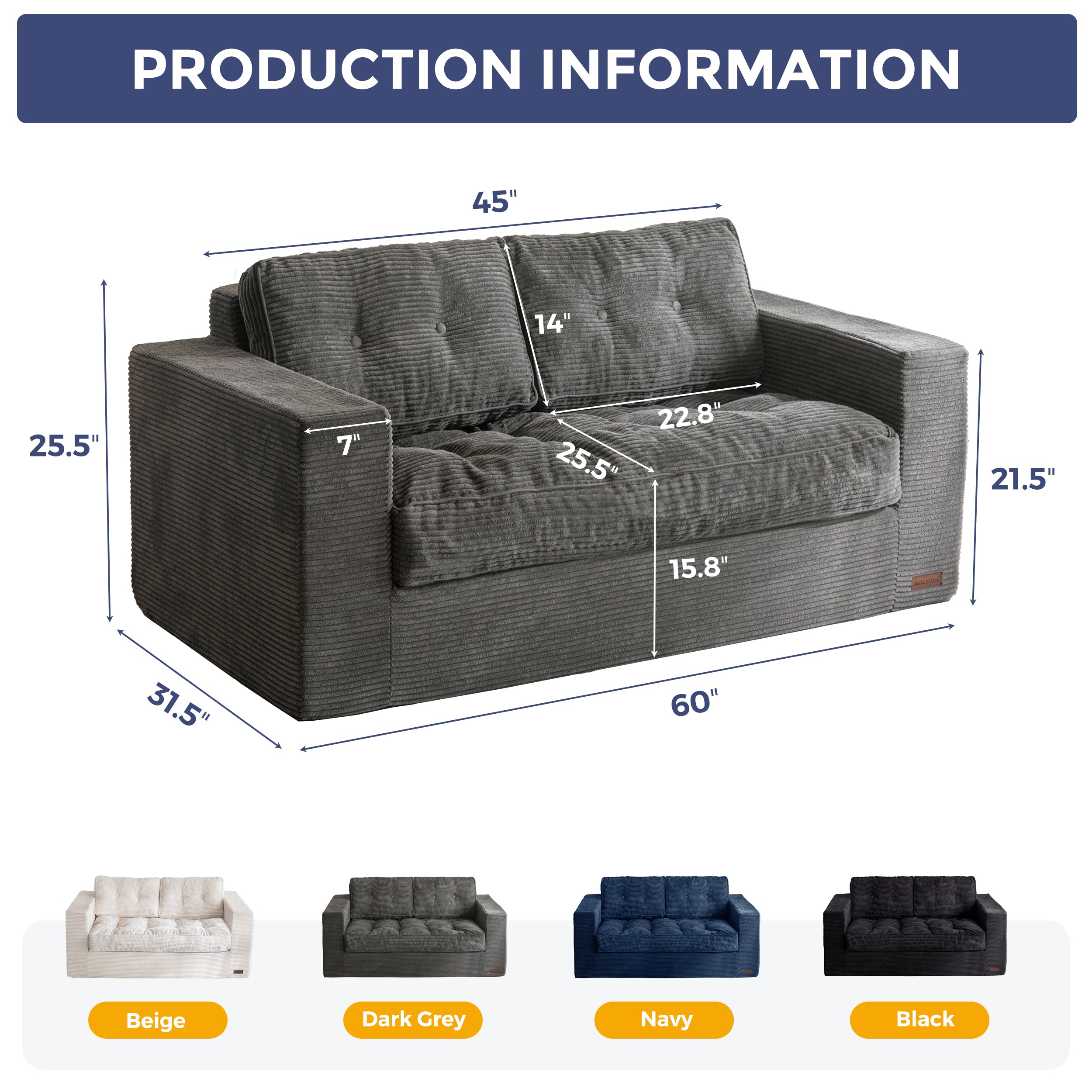 MAXYOYO Premium Bean Bag Chair for Adults - Large Upholstered Floor Sofa with Armrests, Tufted Cushion & Backrest - Sofa in A Box - Comfortable Boneless Couch for Bedroom, Living Room & Dorm - Dark Grey - Perfect for Relaxing, Gaming & Movie Nights