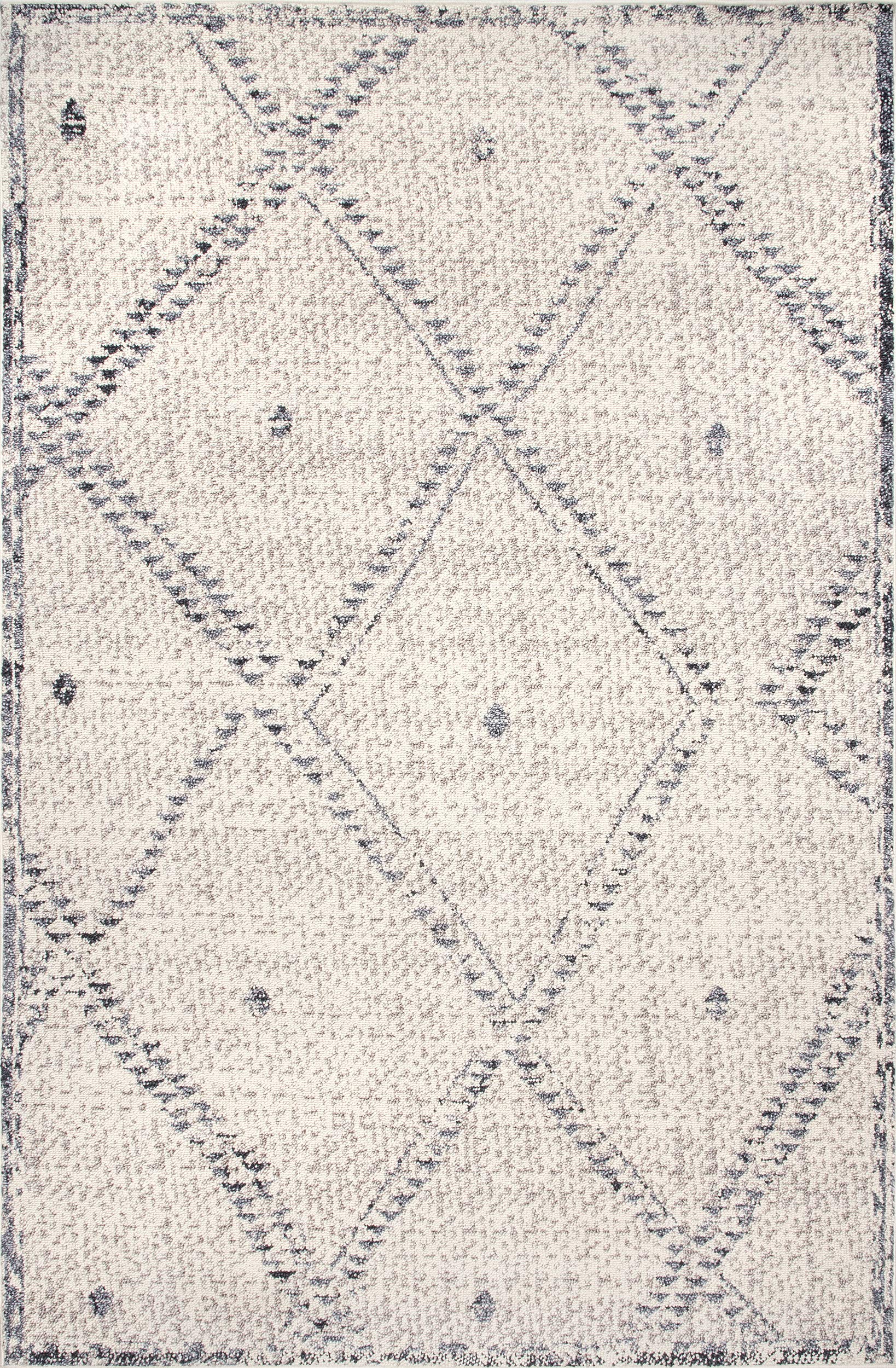 nuLOOM Blaine Dotted Diamond Accent Rug 3x5 Ivory - Soft Non-Slip Area Rug for Living Room, Bedroom & Dorm Decor
