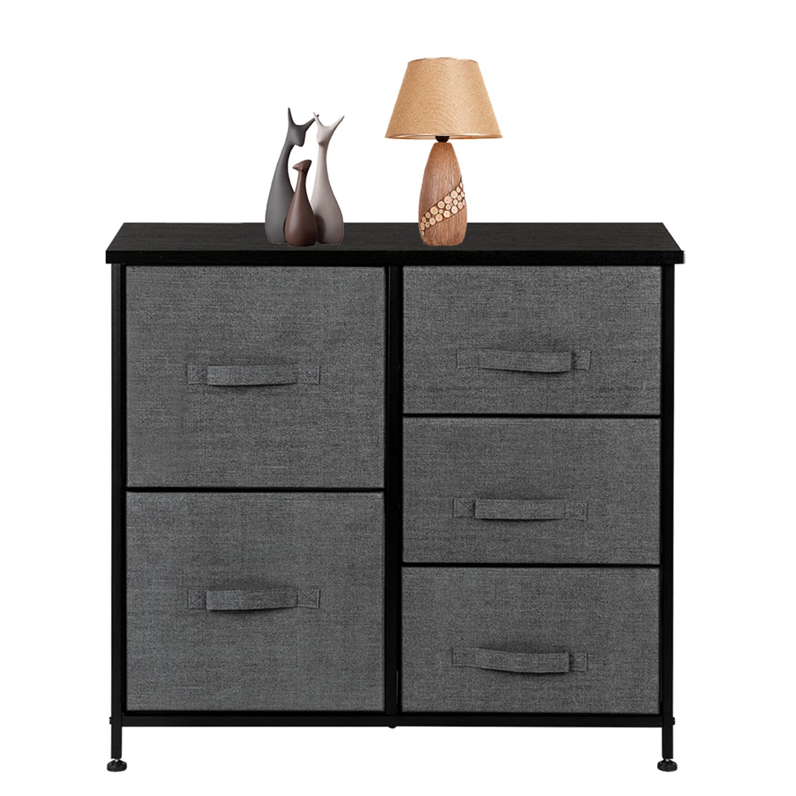 JASOYA 5-Drawer Fabric Dresser Organizer - Space-Saving Storage Tower for Bedroom, Closet, Entryway & Hallway - Soft Grey Clothes & Accessories Storage Solution (Perfect for Small Spaces & Home Organization)