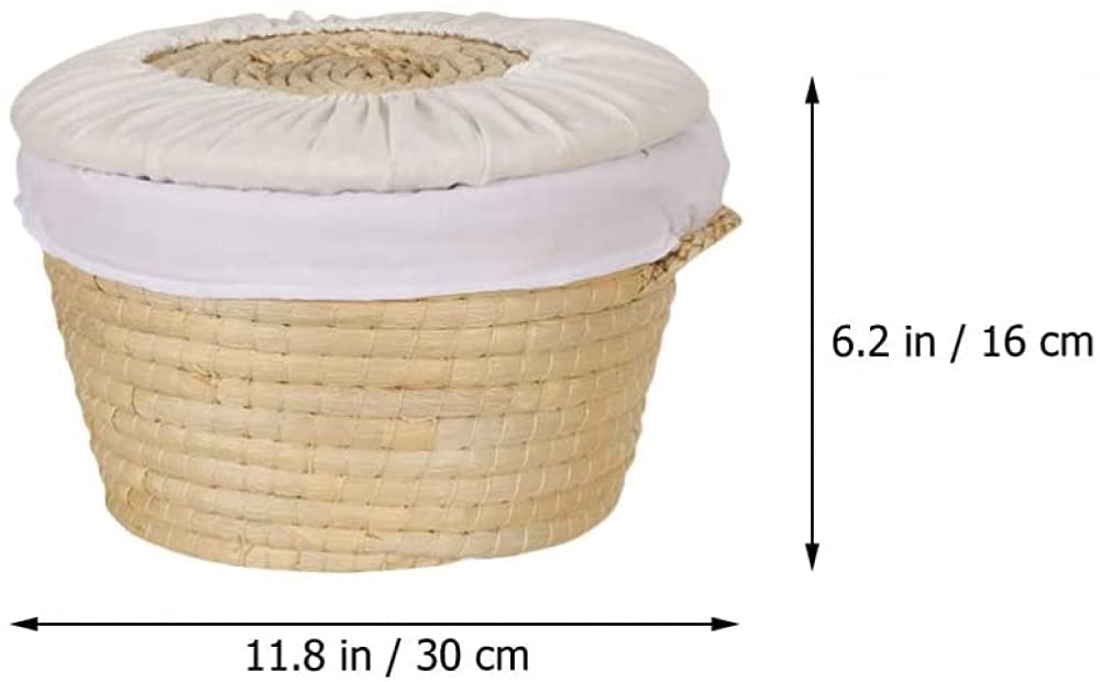 Natural Rattan Woven Egg Basket with Round Lid - Picnic Storage Basket with Handles for Bread, Buns & Eggs - Perfect for Kitchen Organization, Easter Decor & Outdoor Picnics
