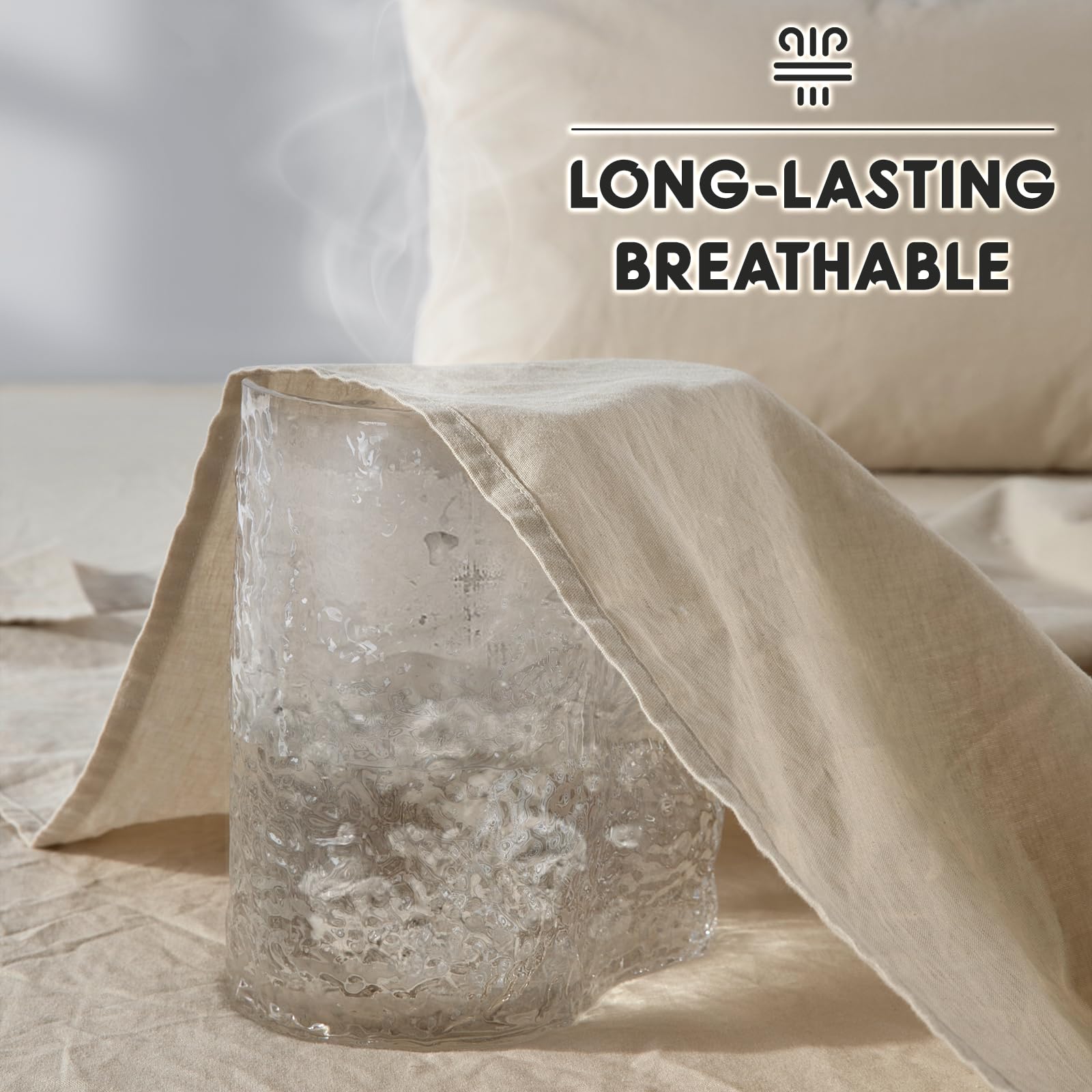 SONORO KATE 100% French Pure Linen Queen Size Sheet Set - 4 Piece Breathable & Durable Bed Sheets with 16