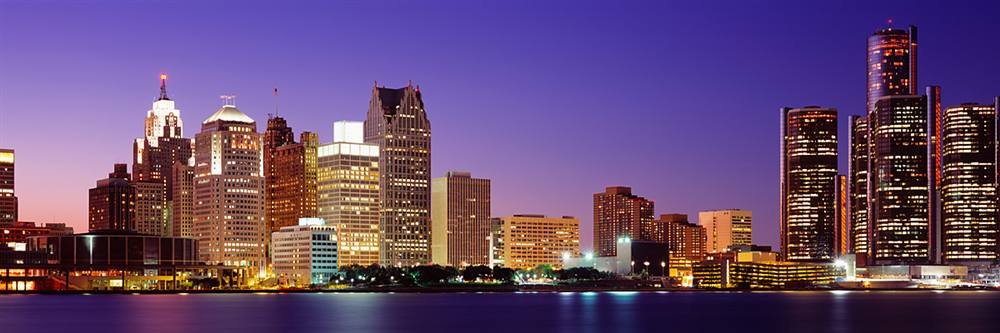 Detroit Michigan Skyline Peel & Stick Wall Mural - 36x12 Inch Self-Adhesive Cityscape Decal for Home & Office Decor | Perfect for Bedroom, Living Room, or Workspace