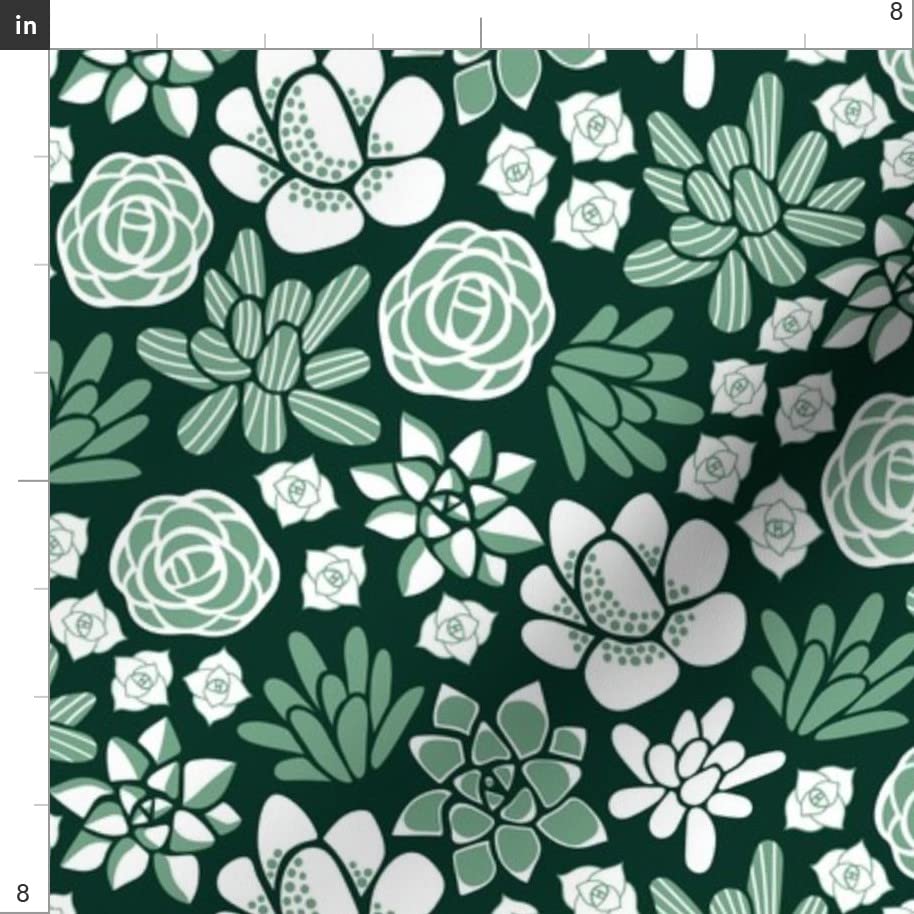 Succulent Printed Velvet Fabric by The Yard - Upholstery & Home Decor Fabric for Sofa, Curtains, Pillows | Desert Plants Green Pattern Bottomweight Apparel Material | Perfect for DIY Crafts, Dressmaking, and Interior Design Projects