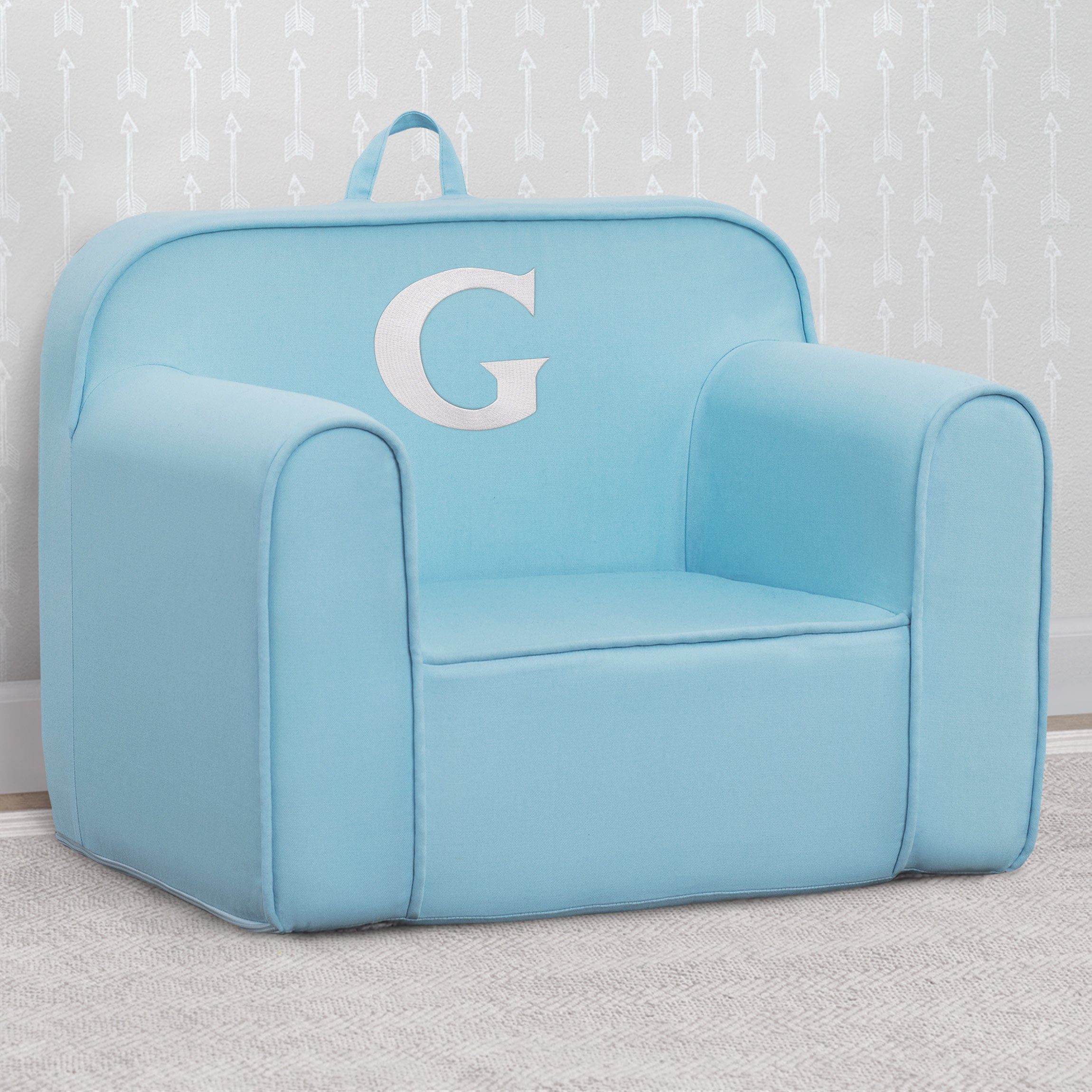 Personalized Monogram Light Blue Cozee Chair - Custom Plush Recliner for Living Room, Nursery & Office - Cozy Reading & Relaxation Seat
