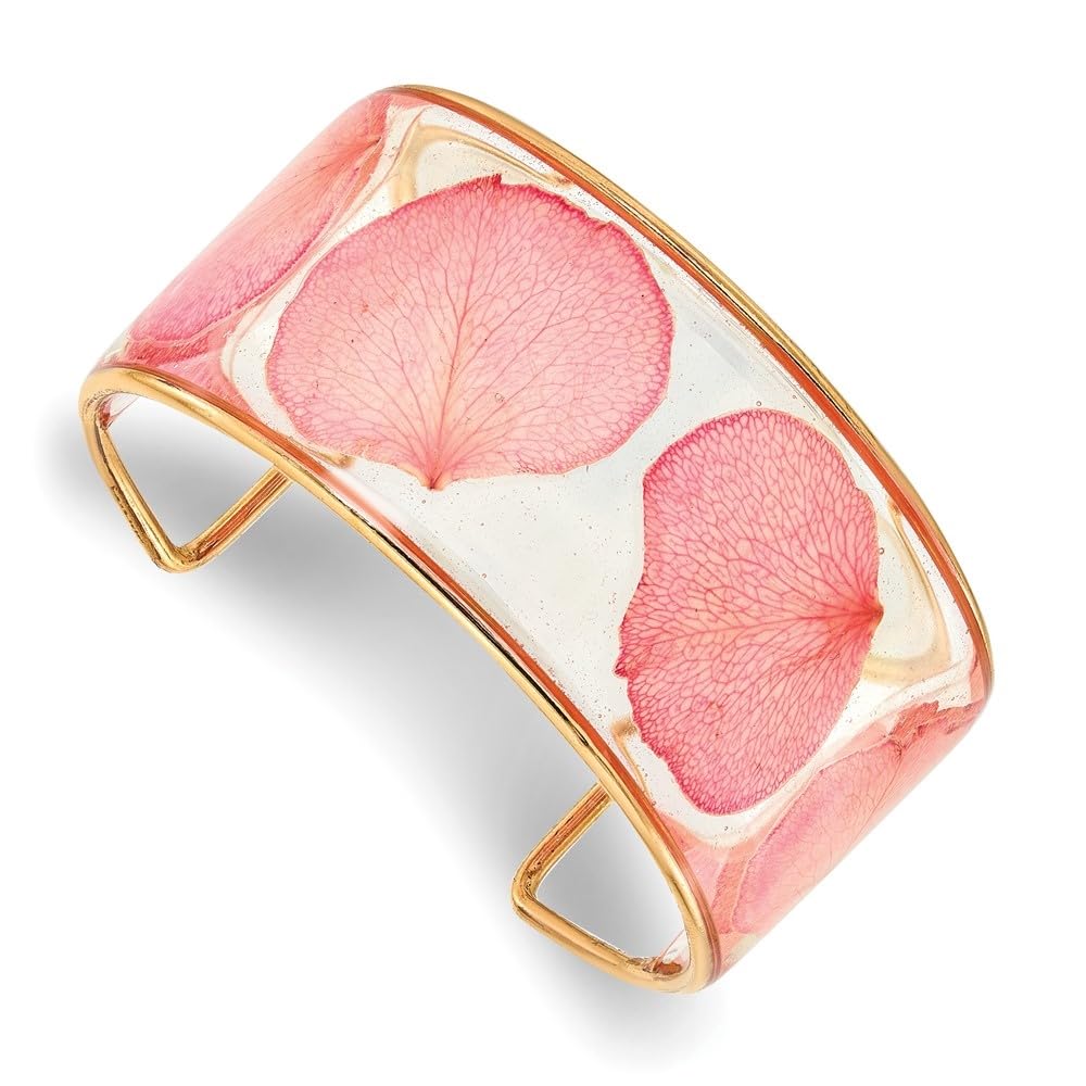 Elegant Gold-Plated Pink Rose Petal Bracelet for Women - Romantic Jewelry Gift for Valentine's Day, Anniversary & Special Occasions