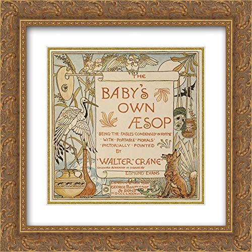 Walter Crane's Baby's Own Aesop 20x20 Gold Ornate Framed Museum Art Print - Double Matted Nursery Decor, Baby Shower Gift & Classic Children's Room Wall Art