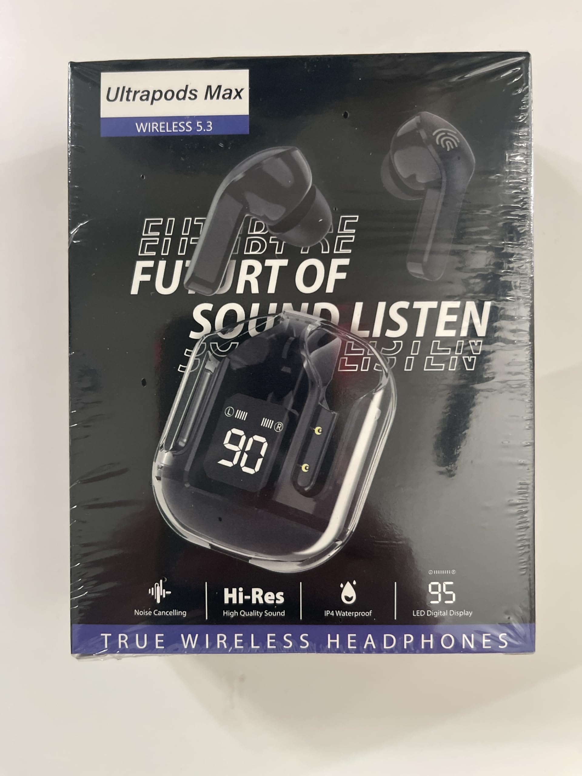 UltraPods Max True Wireless Earbuds - Bluetooth 5.0 Headphones with 30H Playtime, IPX7 Waterproof, Noise Cancelling for Running, Gym, Workout & Travel