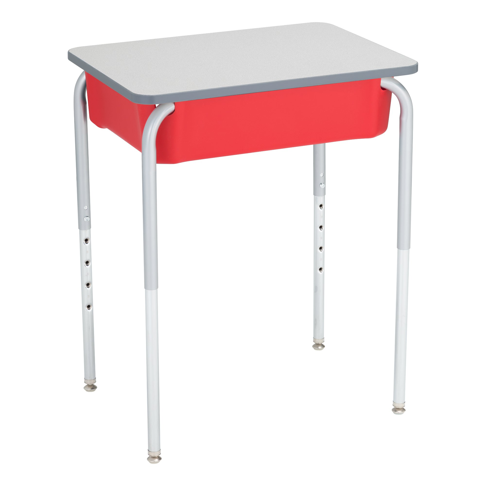 Adjustable Height Student Desk with Storage - Gray/Red for School & Home Study