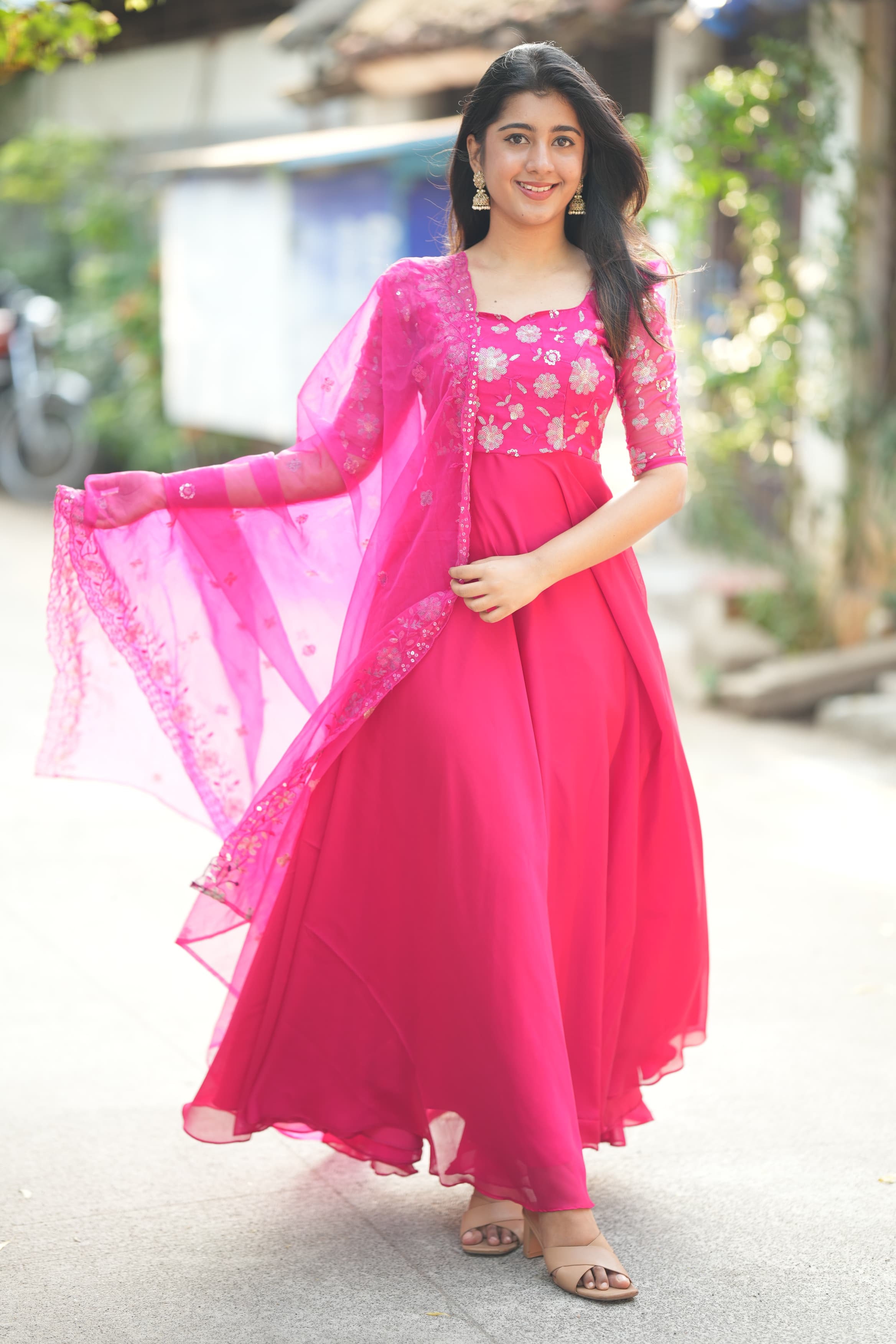 DD609 Premium Designer Organza Anarkali Dress for Women - Elegant Party Wear & Wedding Guest Outfit - Perfect for Festive Occasions, Bridal Showers & Special Events