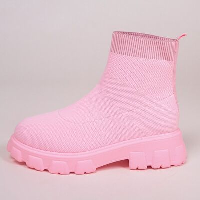 Women's Mesh Round Toe Platform Boots - Chunky Heel Ankle Booties for Casual Outfits & Street Style | Perfect for Fall, Winter & Everyday Wear