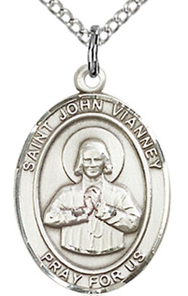 Heartland Store Women's Sterling Silver Saint John Vianney Oval Medal with 18