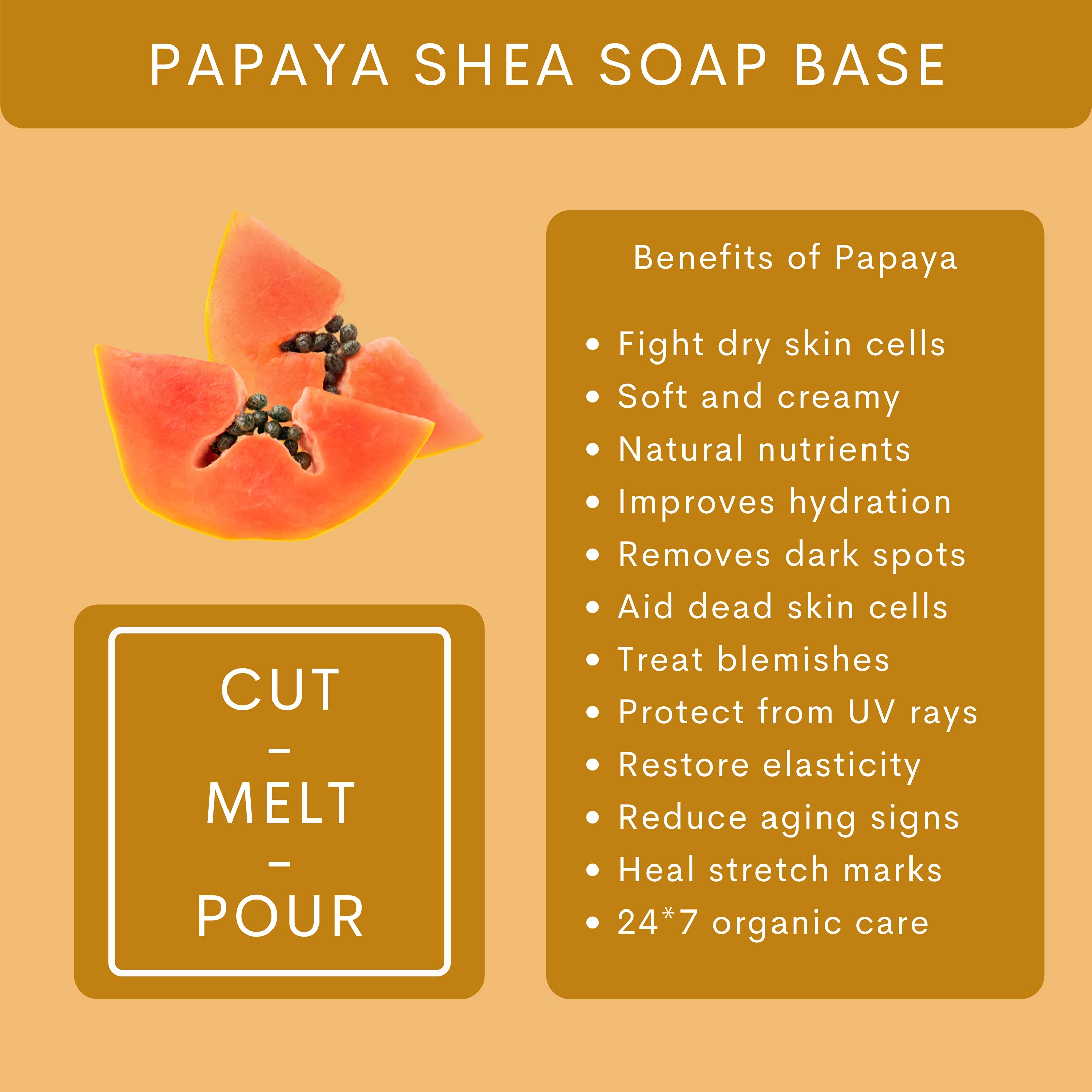 VEDANUM Ultra Premium Papaya Cucumber Melt and Pour Soap Base - 500g, Sulfate & Paraben Free, Natural Soap Making Supplies for DIY, Handmade Soaps, Gifts & Spa Treatments