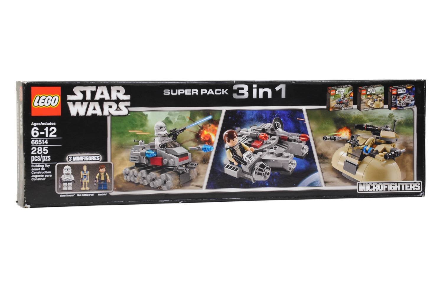 LEGO Star Wars Super Pack 3 in 1 Building Kit (66514) - Ultimate Starfighter, Droid & Vehicle Set for Kids & Collectors | Perfect for Creative Play, Gift Giving & Display