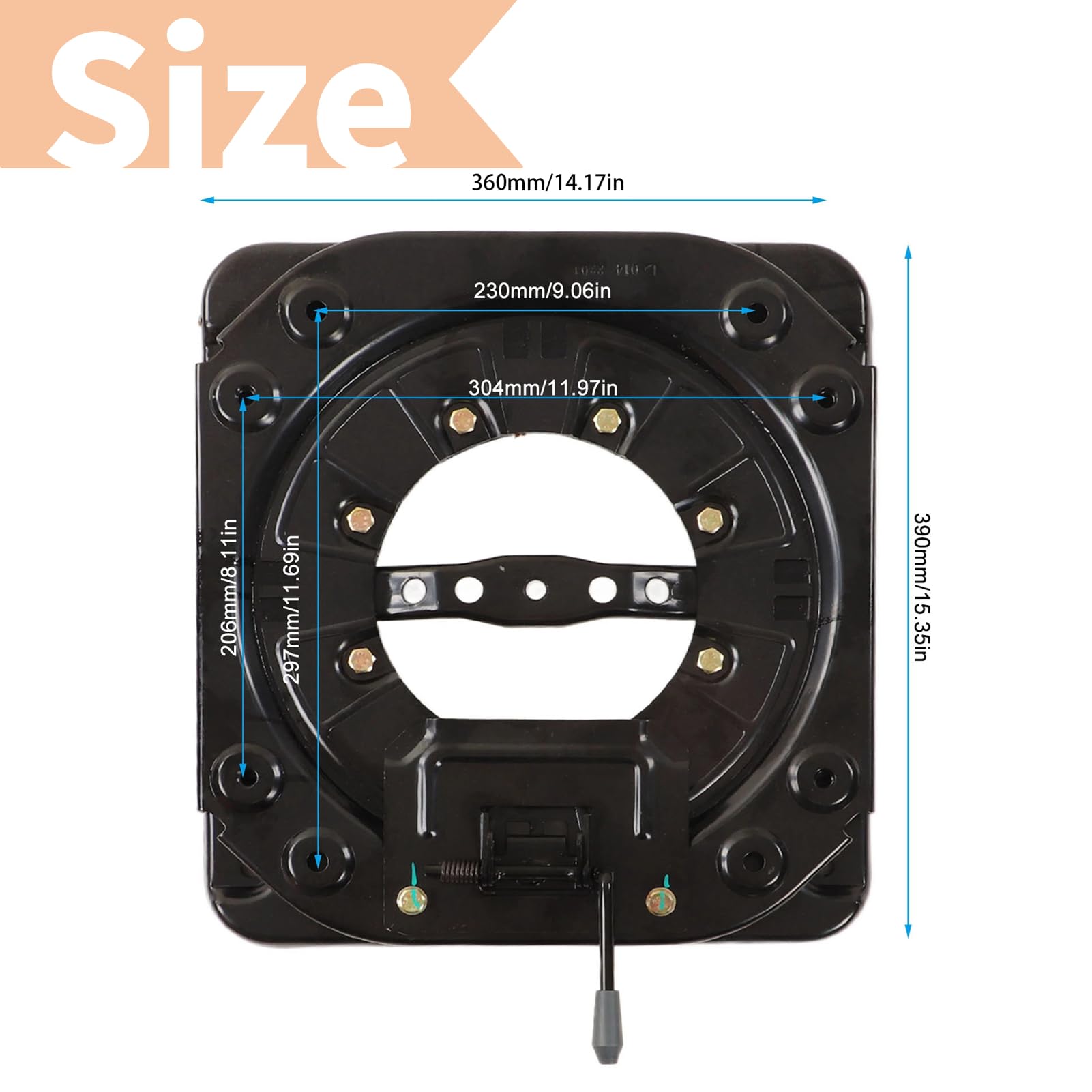 Heavy Duty 360 Degree Swivel Car Seat Base with 4-Way Locking System - 130kg Load Capacity Steel Plate Replacement for RV, Boat, Bus - Perfect for Comfortable Seating in Vehicles & Marine Applications