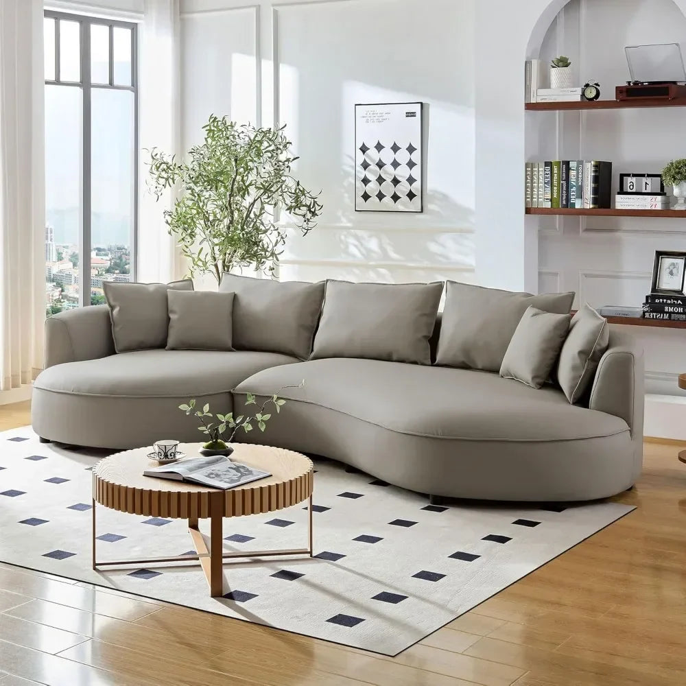 Luxury Curved Sectional Boucle Sofa Couch – Modern Comfortable Living Room Furniture for Small Spaces & Apartments | Perfect for Lounge, Family Room & Contemporary Home Decor