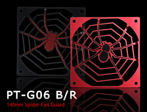 Lian Li Aluminum 140mm PC Case Fan Grill - Black/Red Spider Design (PT-G06) for Gaming PC & Computer Case Cooling