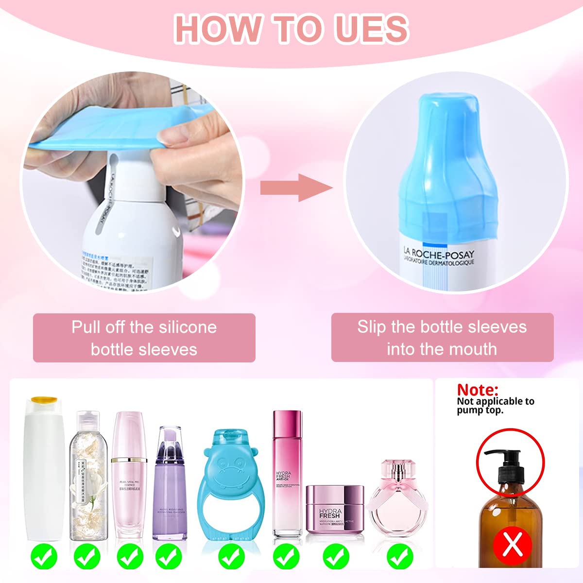 MAYCREATE® 4 Pack Leakproof Silicone Sleeves for Travel Bottles - Reusable Toiletry Container Covers, Anti-Spill Elastic Caps for Shampoo, Lotion & Spray Bottles - Perfect for Airplane Travel, Gym & Vacation Essentials