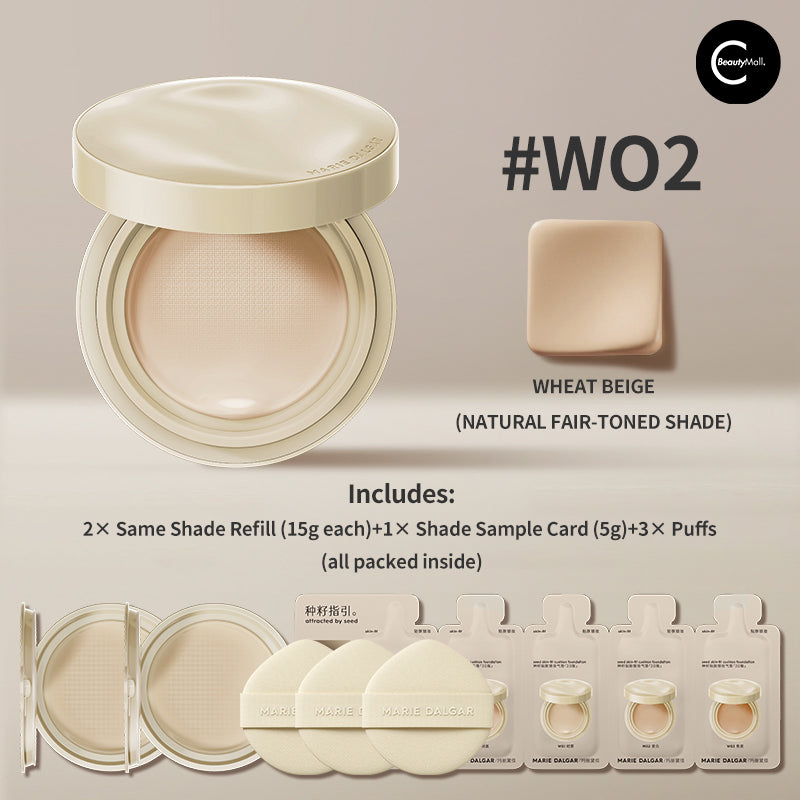 Marie Dalgar Seed Essence Cushion - Hydrating BB Cream Foundation with SPF, Lightweight & Long Lasting for Daily Makeup & On-the-Go Touch Ups