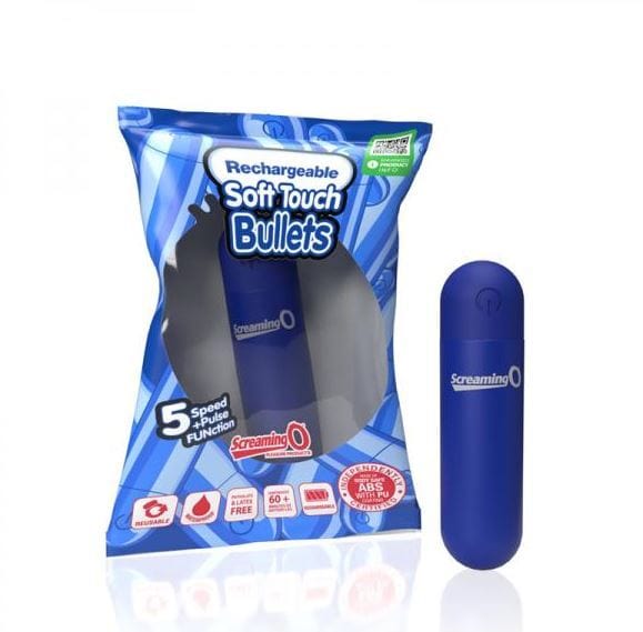 Screaming O Soft Touch Rechargeable Bullet Vibrator - Blue | Powerful Mini Massager for Women & Couples | Perfect for Solo Play, Foreplay & Sensual Relaxation