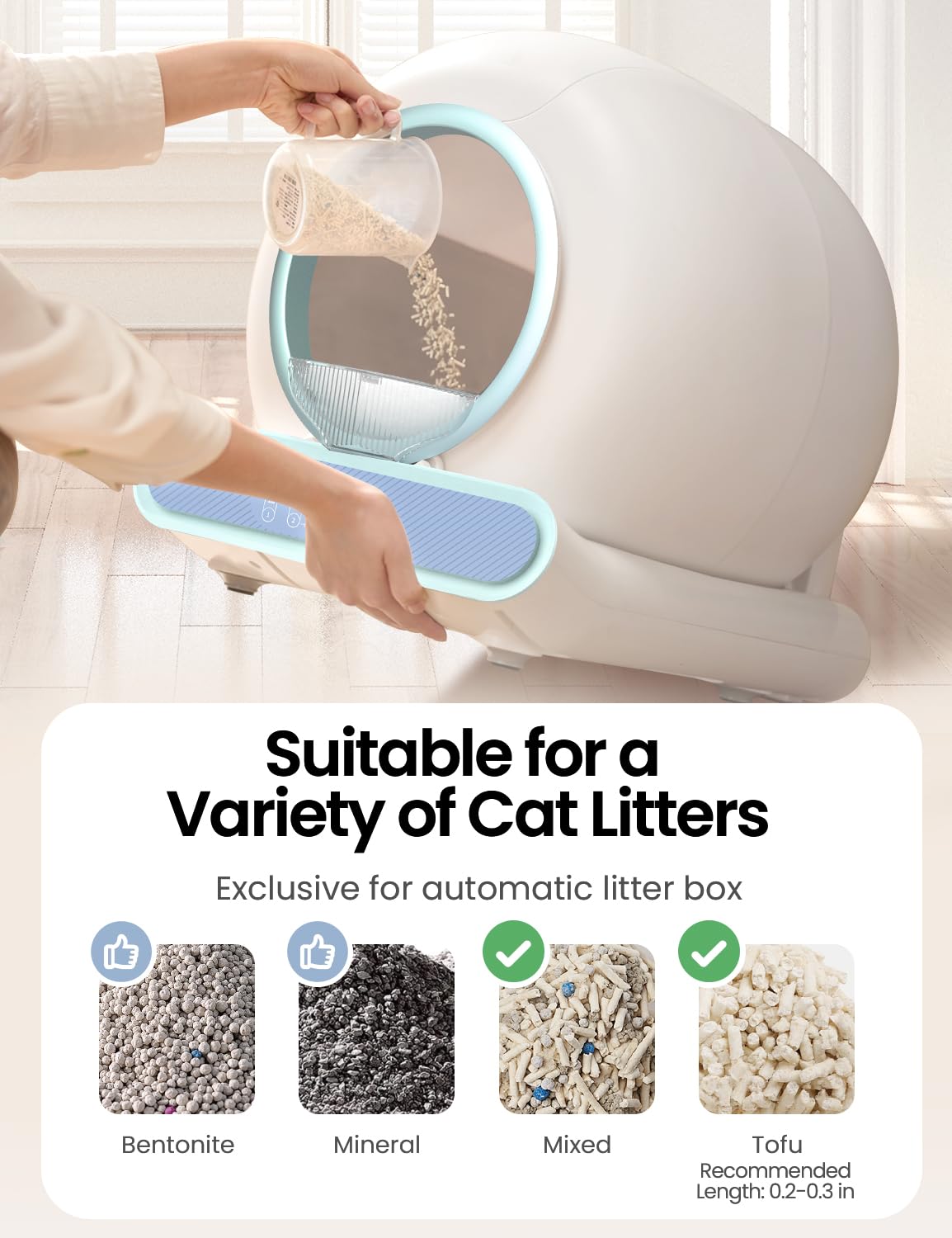 Automatic Self-Cleaning Cat Litter Box for Multiple Cats - 65L Large Capacity with 9L Waste Bin, Smart APP Control, Odor Elimination System - Includes Washable Mat & 6-Month Supply of Liners (3 Rolls) - Perfect for Busy Pet Owners & Multi-Cat Households - Green
