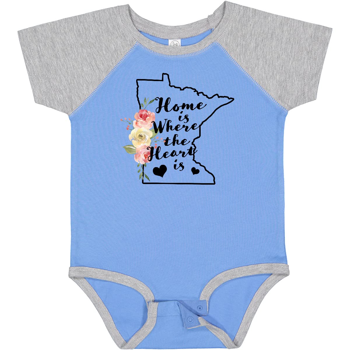 Inktastic Minnesota Home is Where The Heart is Watercolor Baby Bodysuit - Soft Cotton Infant Onesie for Newborns, Perfect for Family Photos, Holidays & Everyday Wear