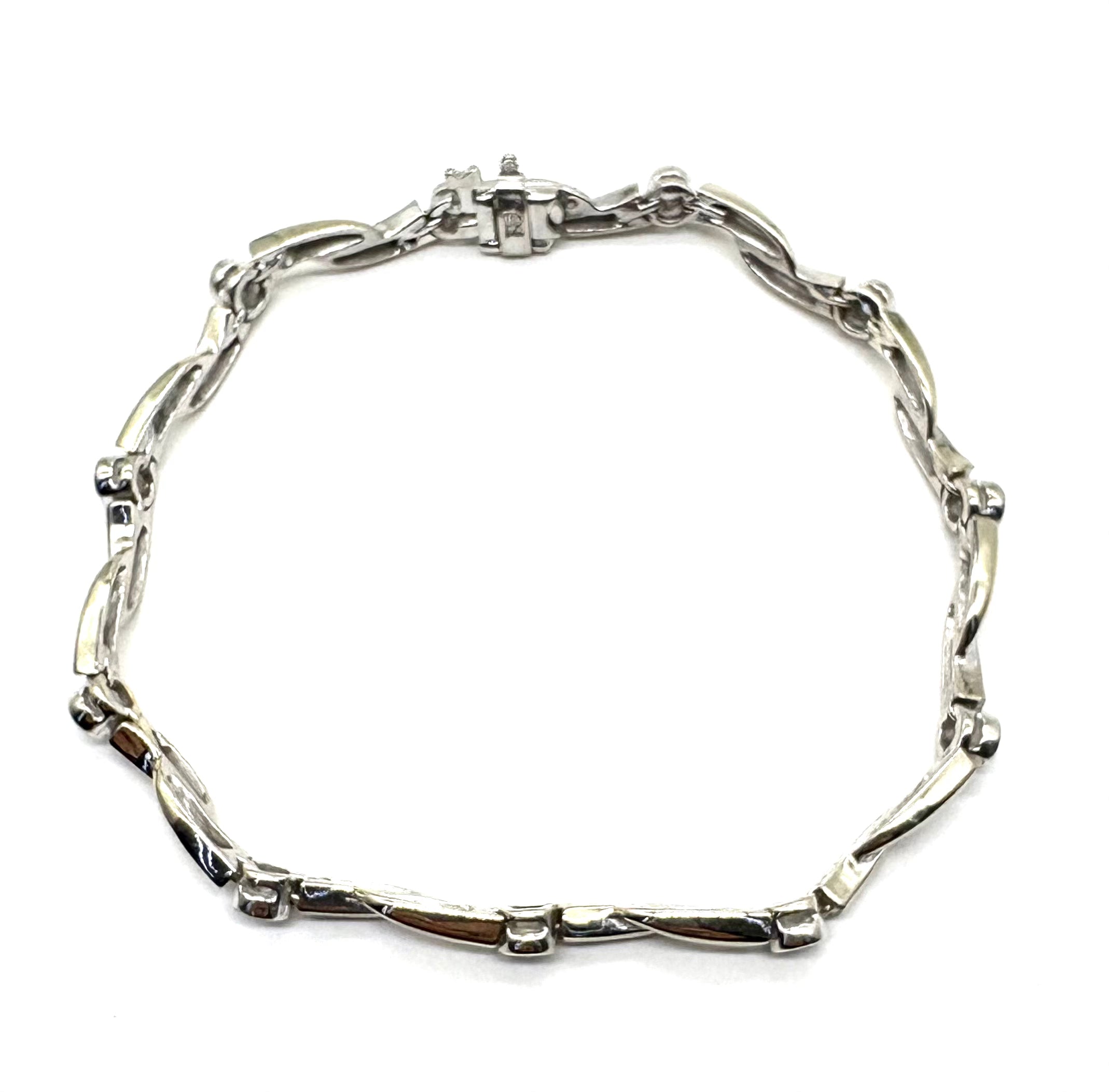 14K White Gold Diamond Swirl Link Bracelet for Women - Elegant Tennis Bracelet for Everyday Wear, Anniversary & Birthday Gifts